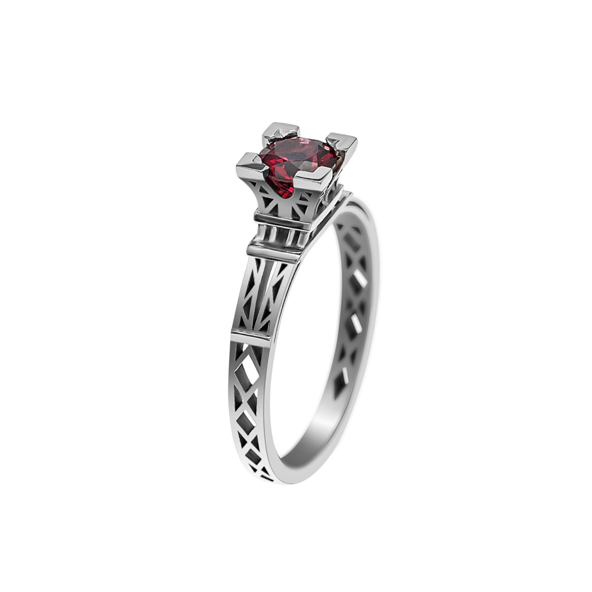 Ring French Kiss in gold and red garnet 5 mm