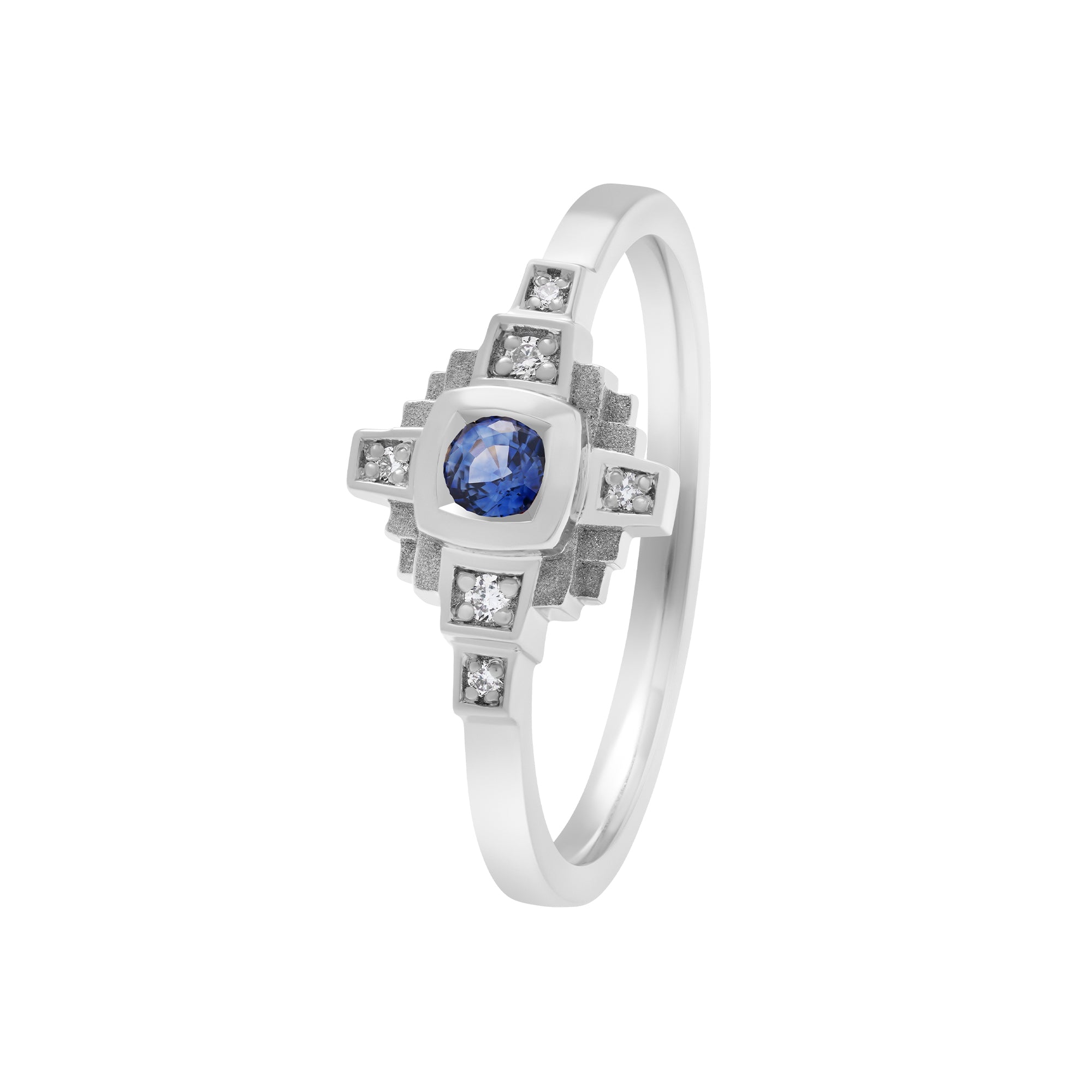 Esther ring 3 mm blue sapphire and diamonds