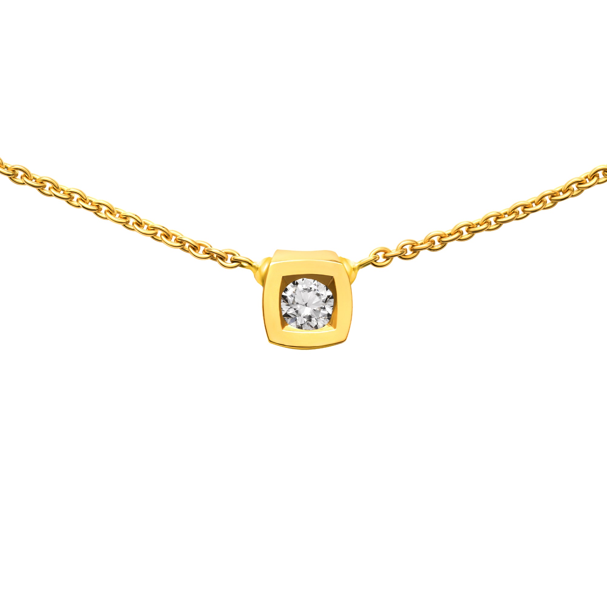 Pendentif Simplicité coussin en or et diamant