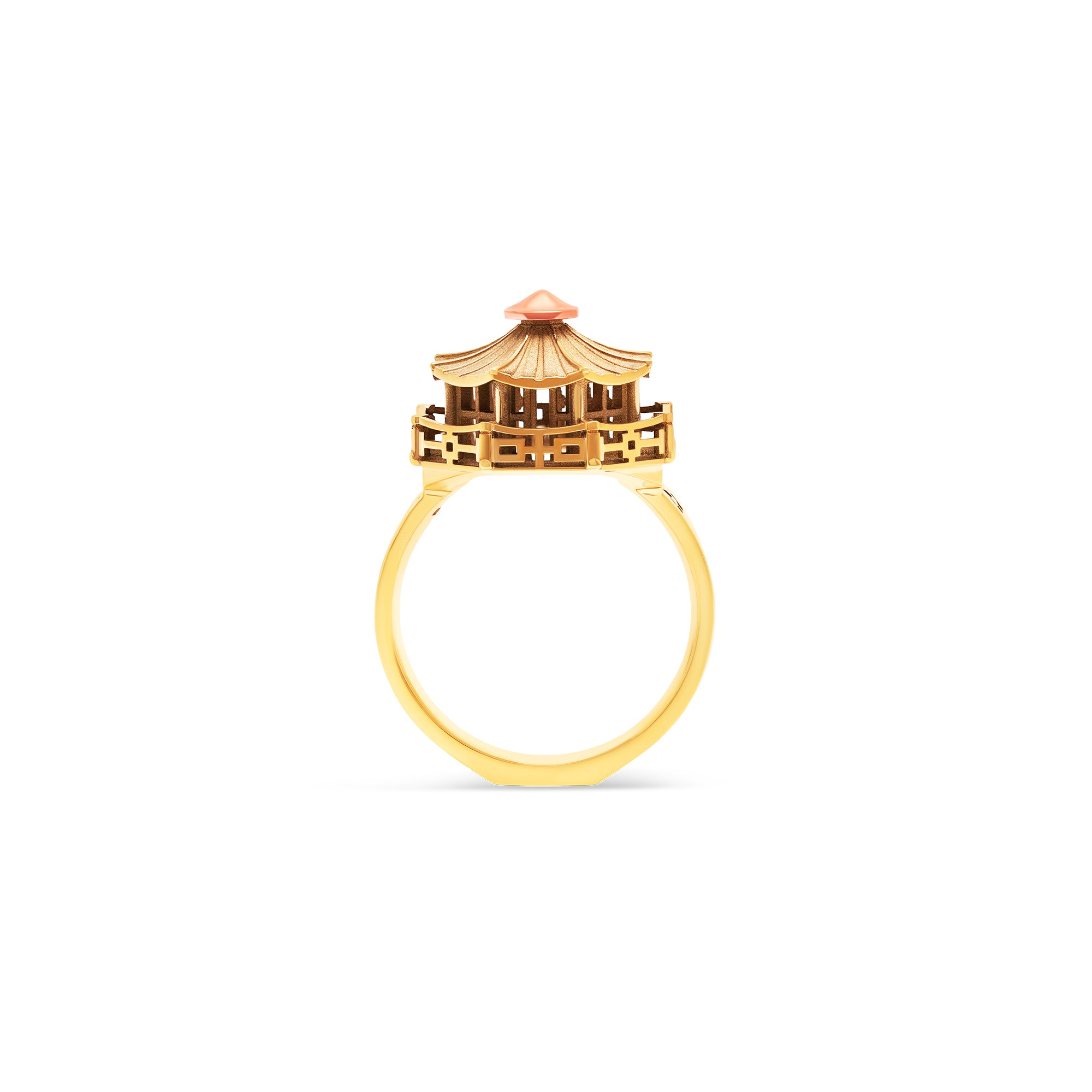 Bague architecture Pagode Chinoise en or Tournaire