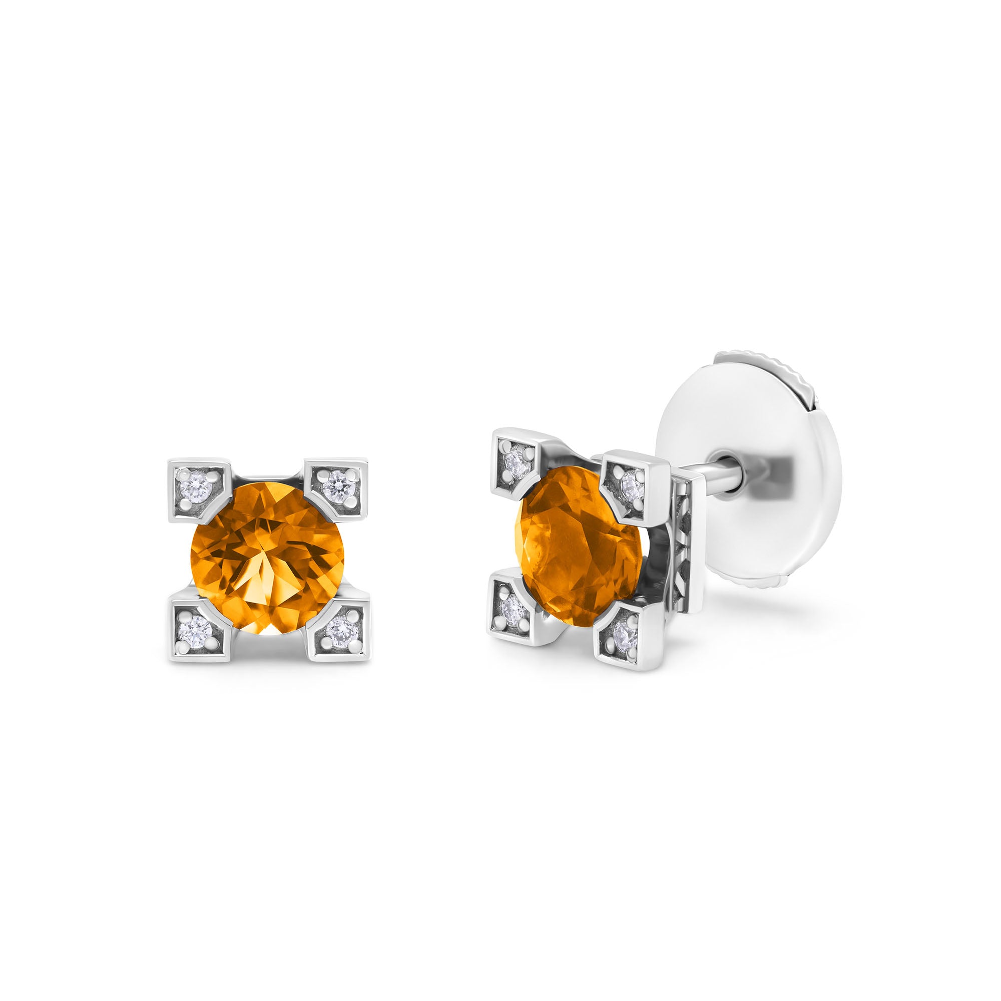 Boucles d'oreilles French Kiss en or citrine et diamants