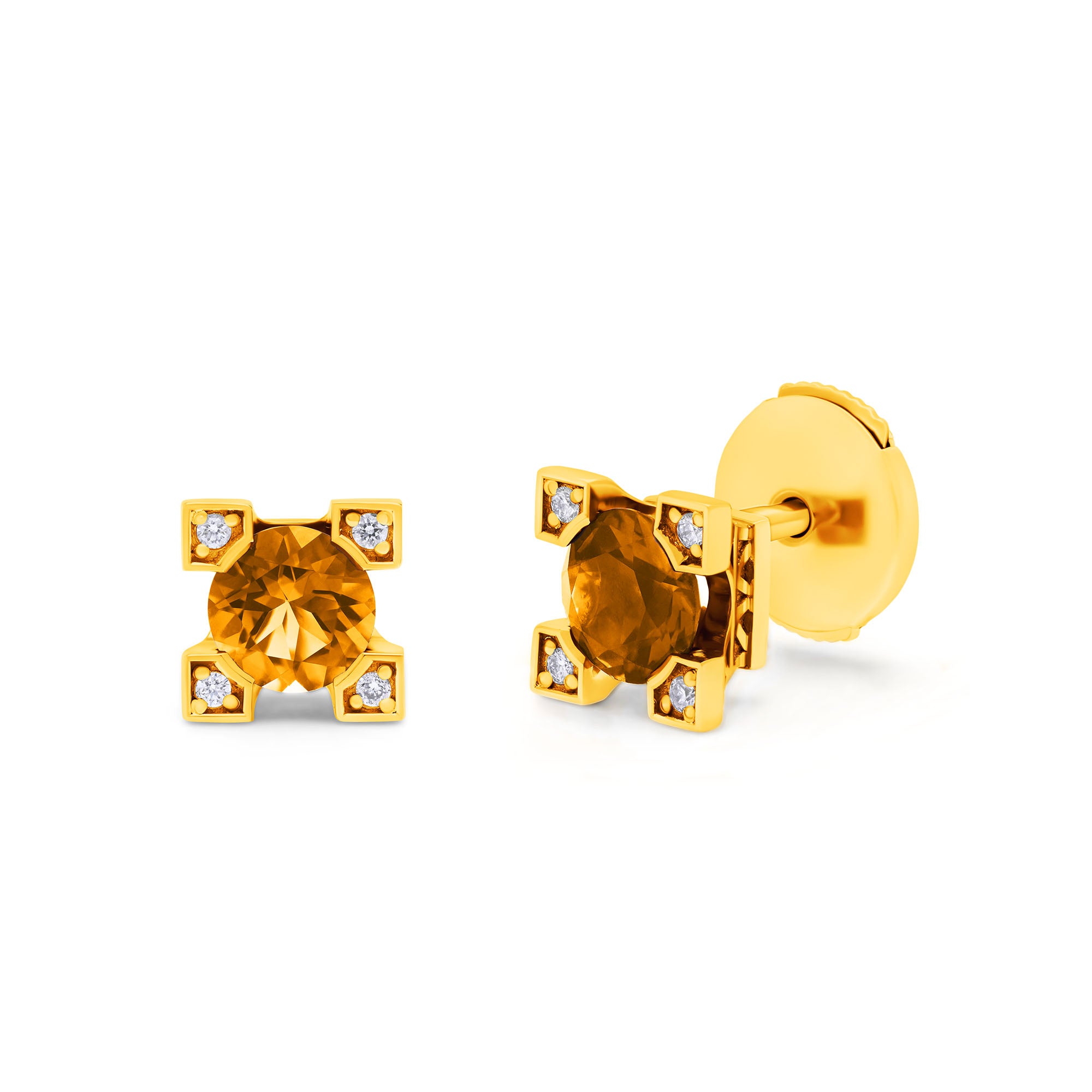 Boucles d'oreilles French Kiss en or citrine et diamants