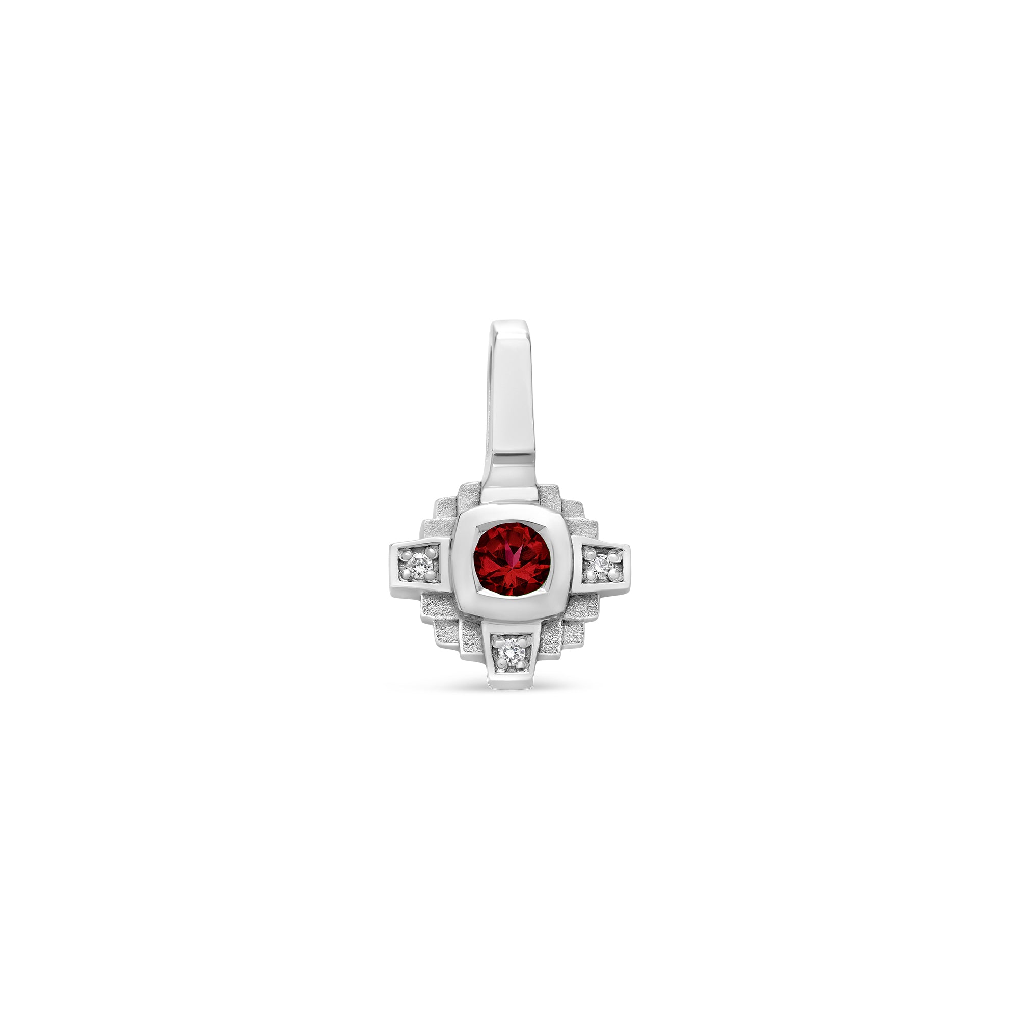 Pendentif Esther Saphir rouge 3 mm et diamants