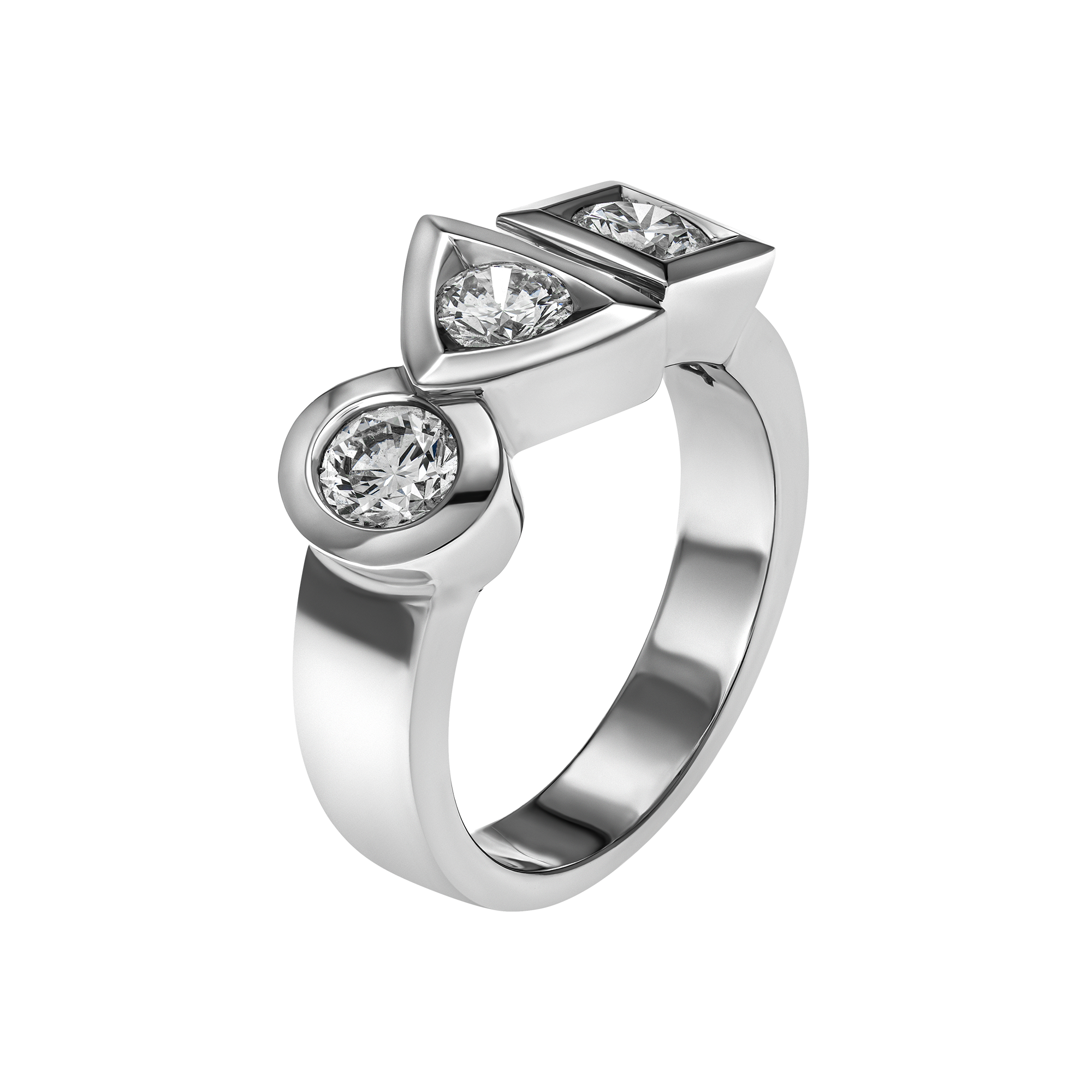 Bague Trilogie Sens 0 60 carat Tournaire en or avec 3 diamants