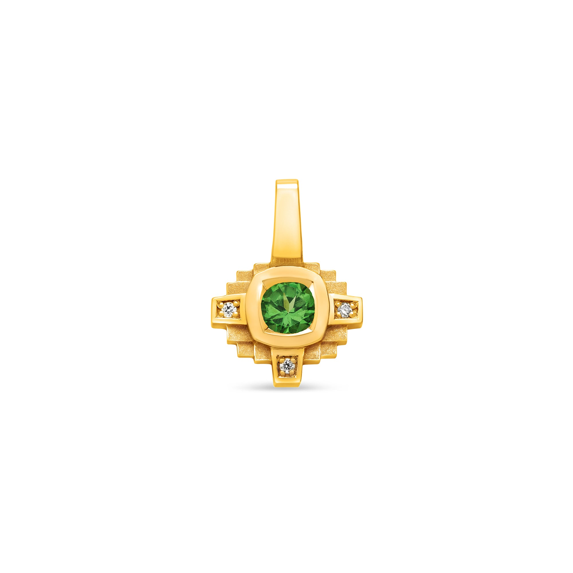 Pendentif Esther Tsavorite verte 4 mm et diamants