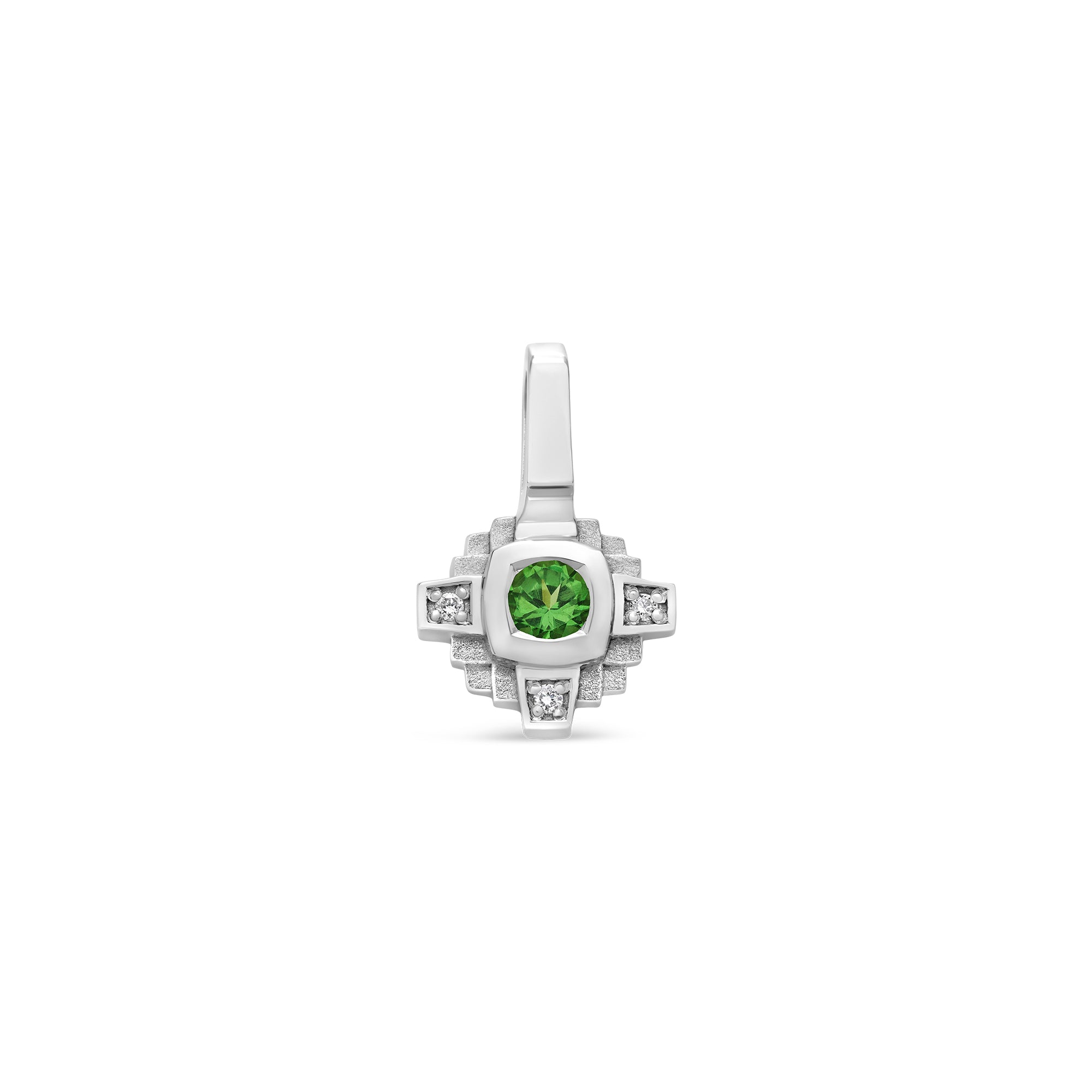 Pendentif Esther Tsavorite verte 3 mm et diamants