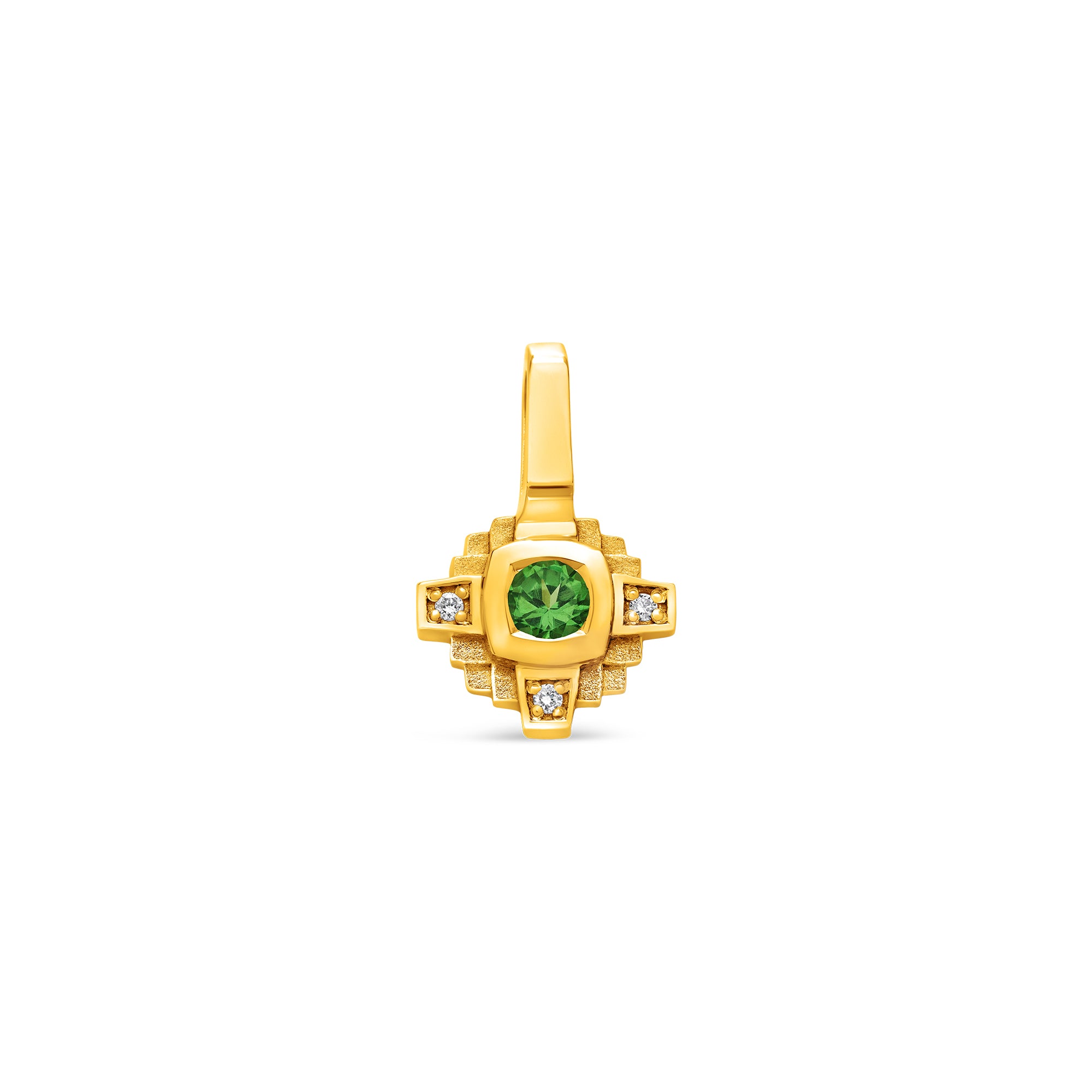 Pendentif Esther Tsavorite verte 3 mm et diamants
