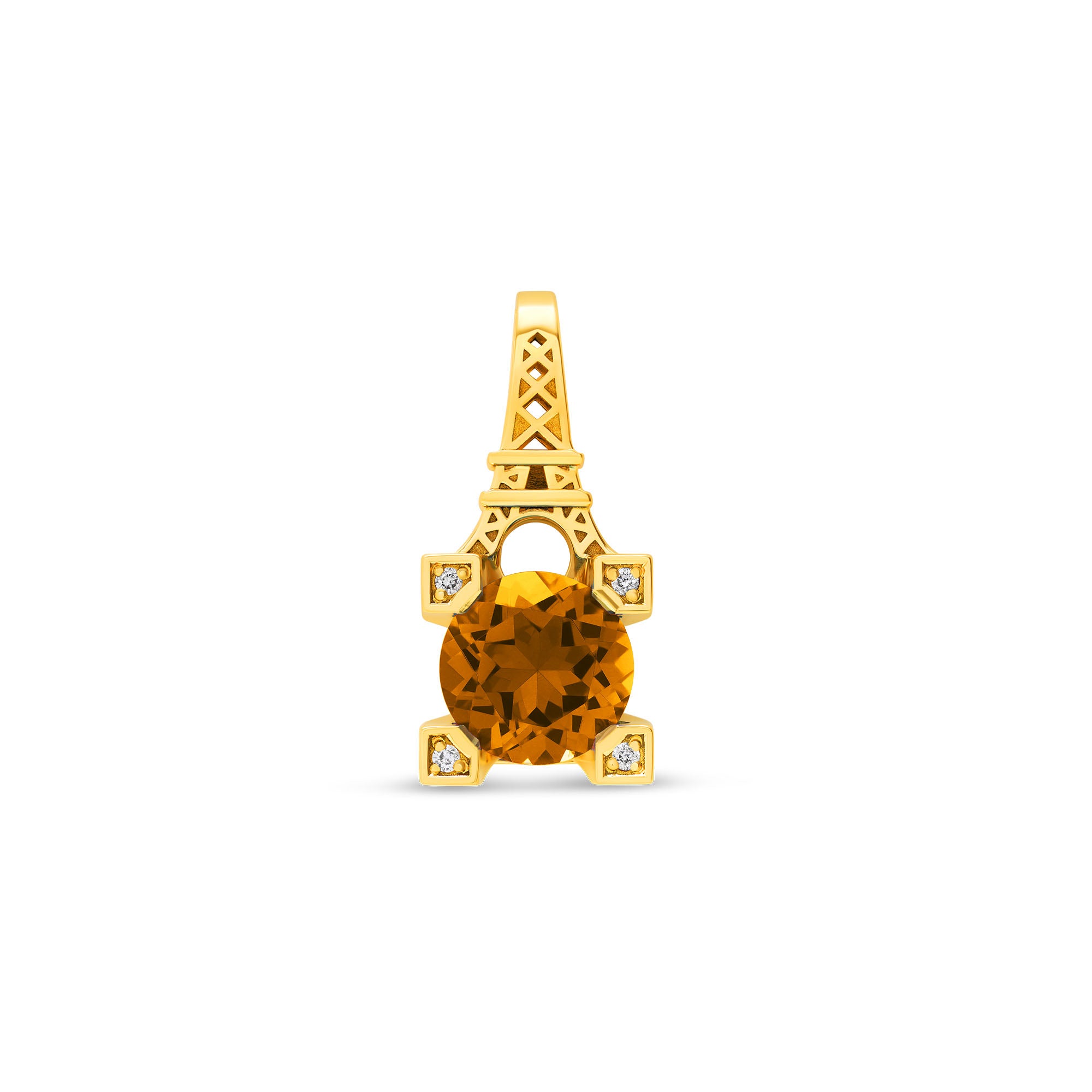 Pendentif French Kiss en or Citrine et diamants