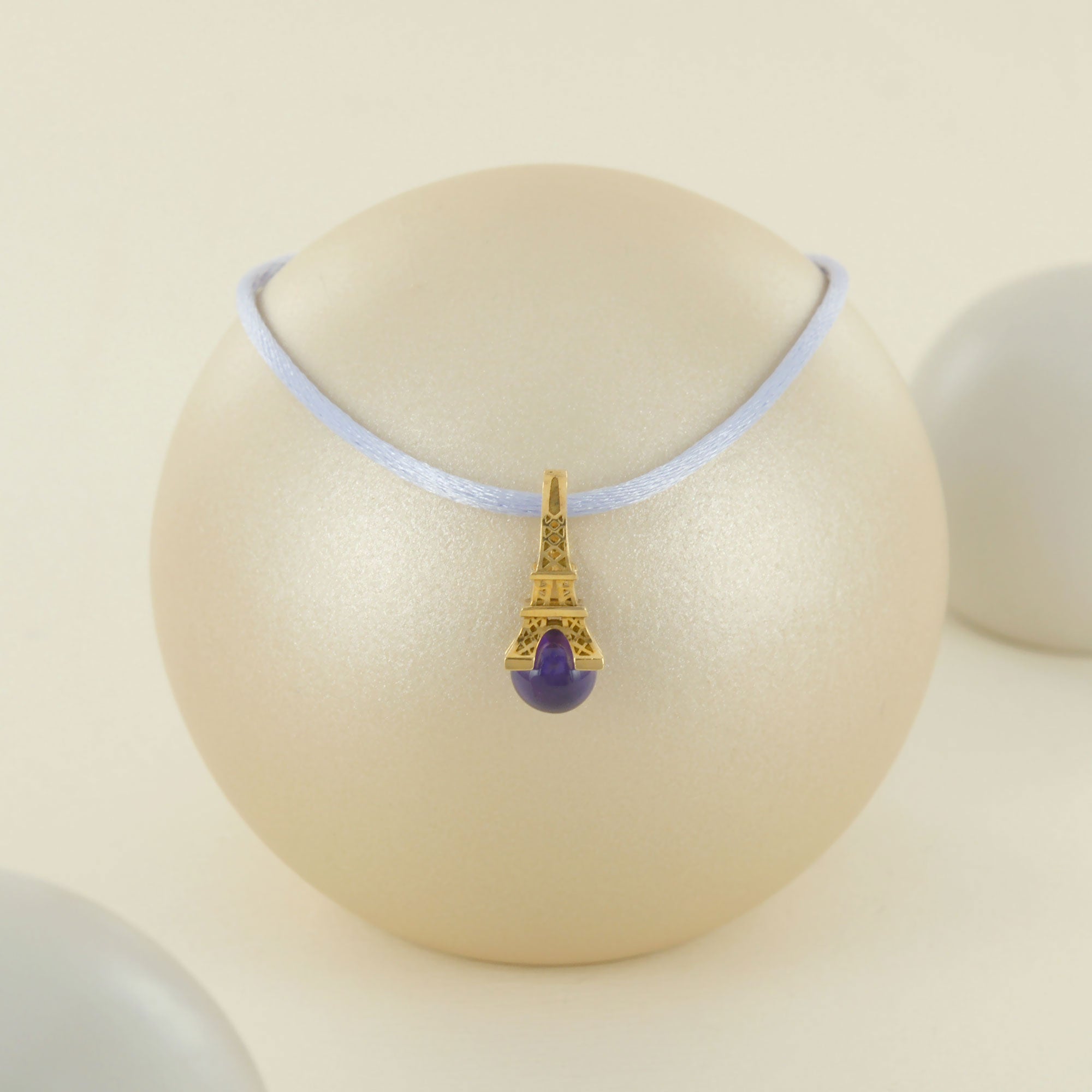 Pendentif French Kiss en or jaune et améthyste