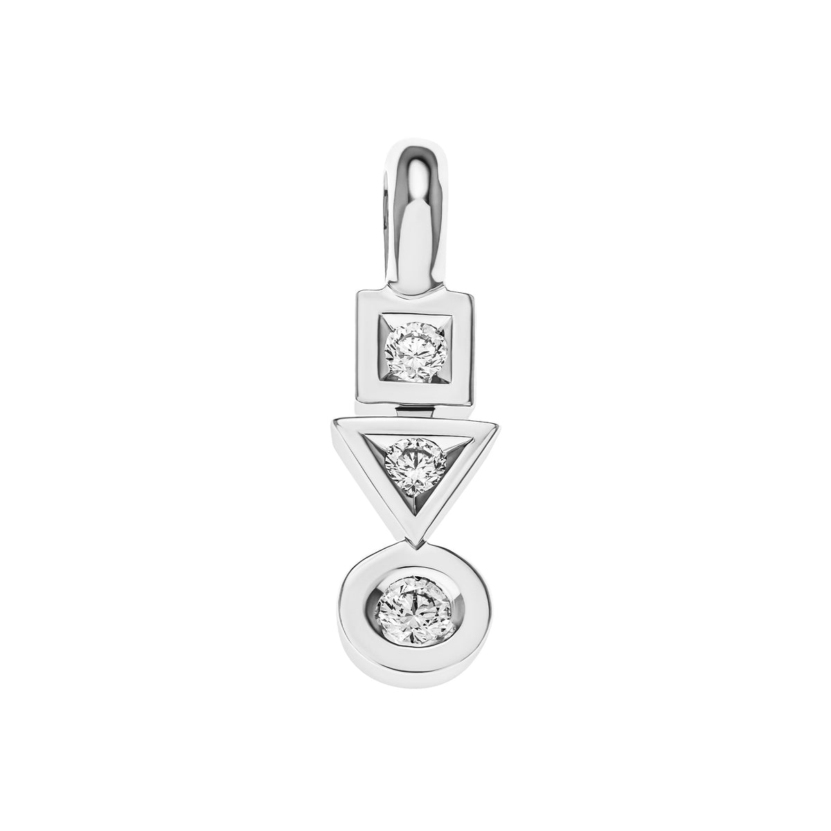 Collier Or 18 Carats Avec Pendentif Trilogie De Diamants 0.66ct - 4.1g, Occasion