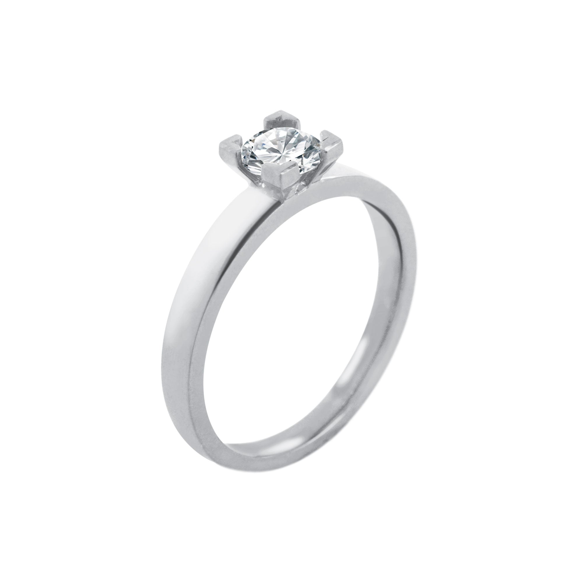 Solitaire ring Tournaire 4 claws diamond and gold