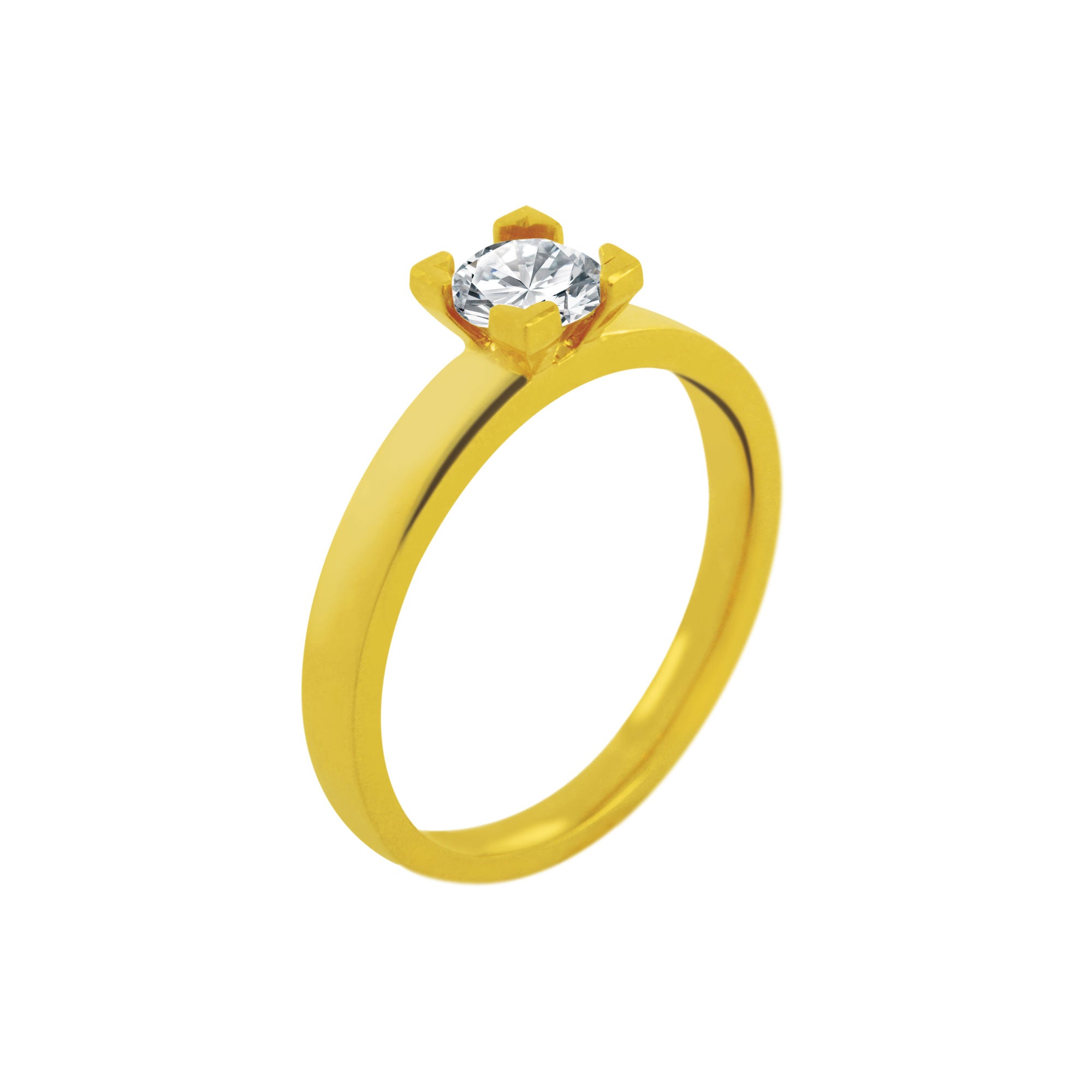 Solitaire ring Tournaire 4 claws diamond and gold