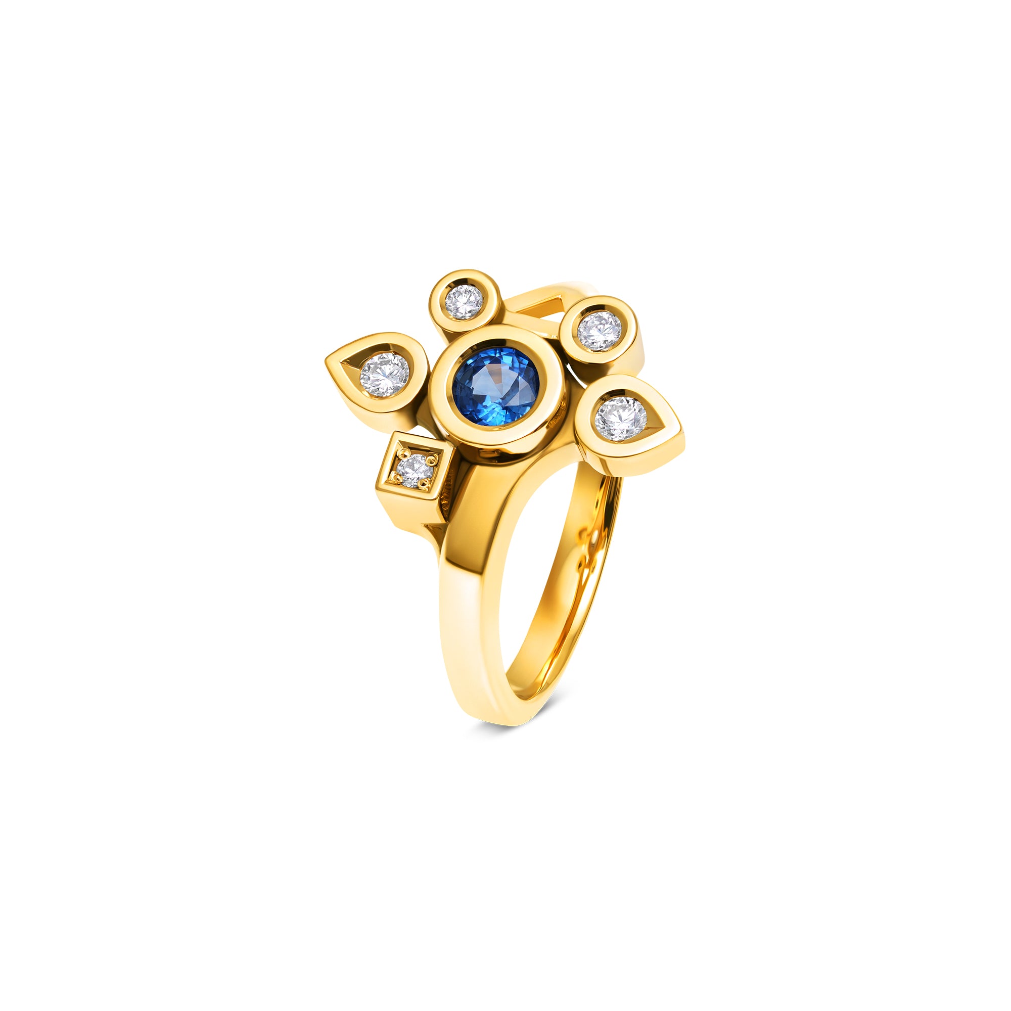 Daisy medium sapphire and diamonds ring