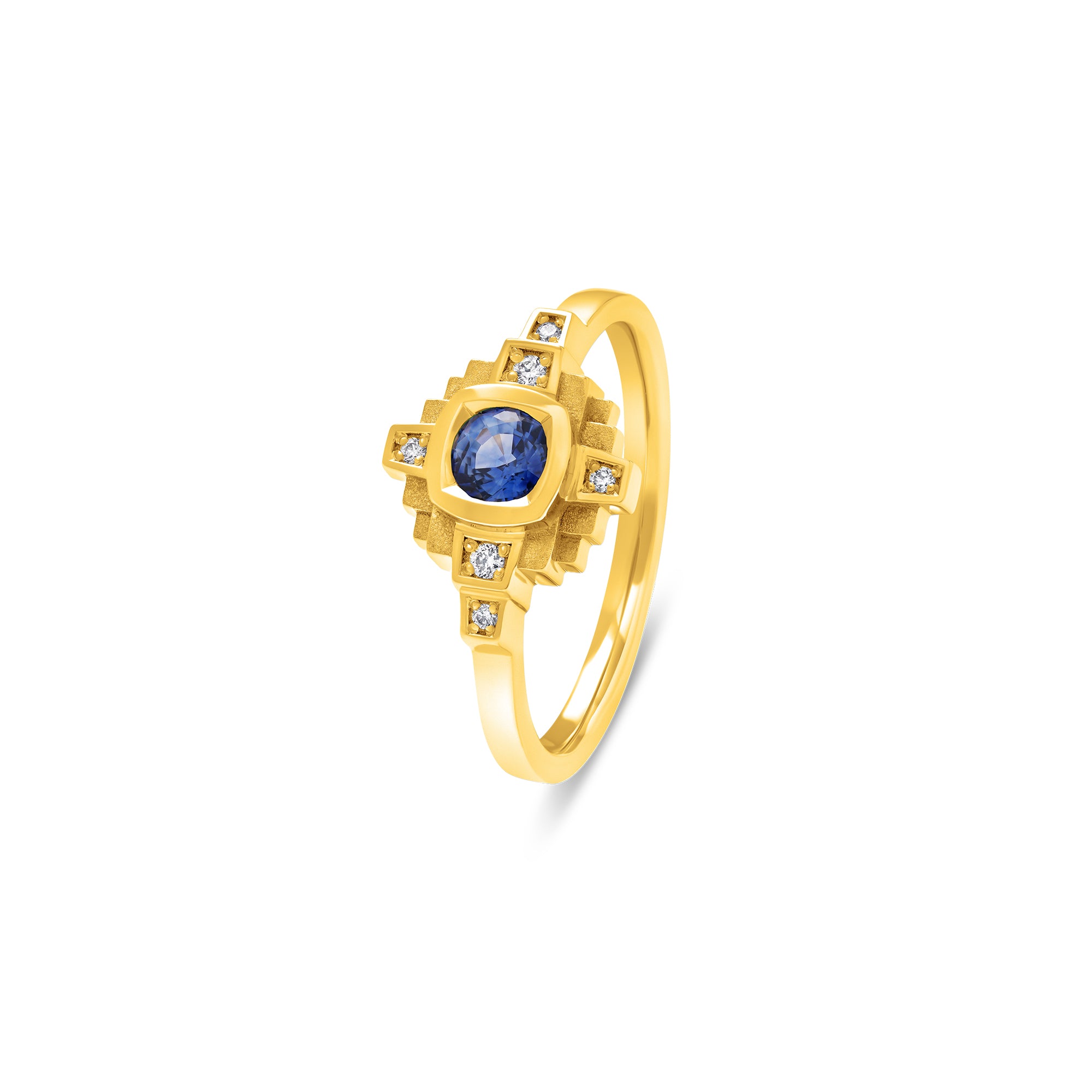 Bague Esther Saphir bleu 4 mm et diamants
