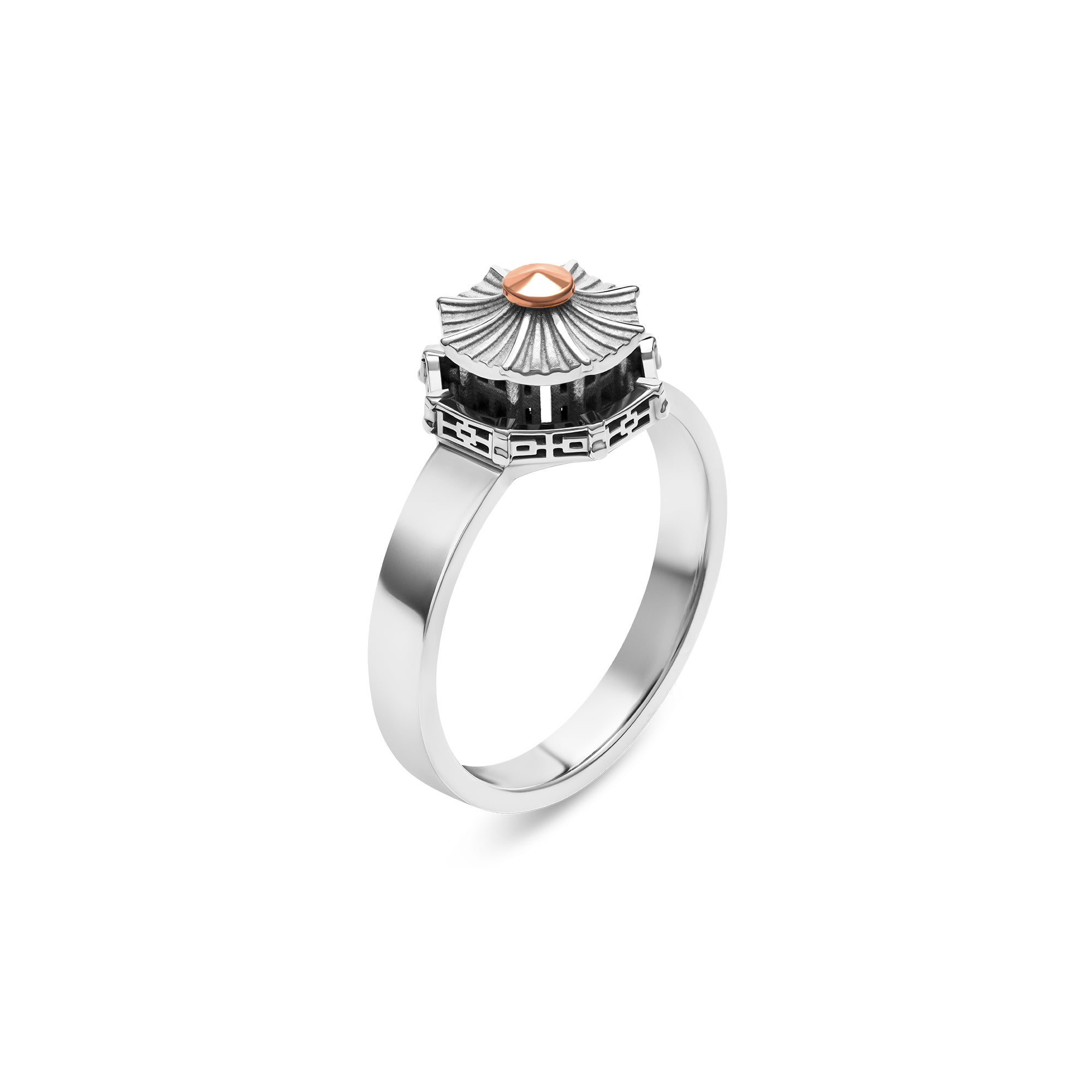 architecture Chinese Pagoda Baby ring in gold