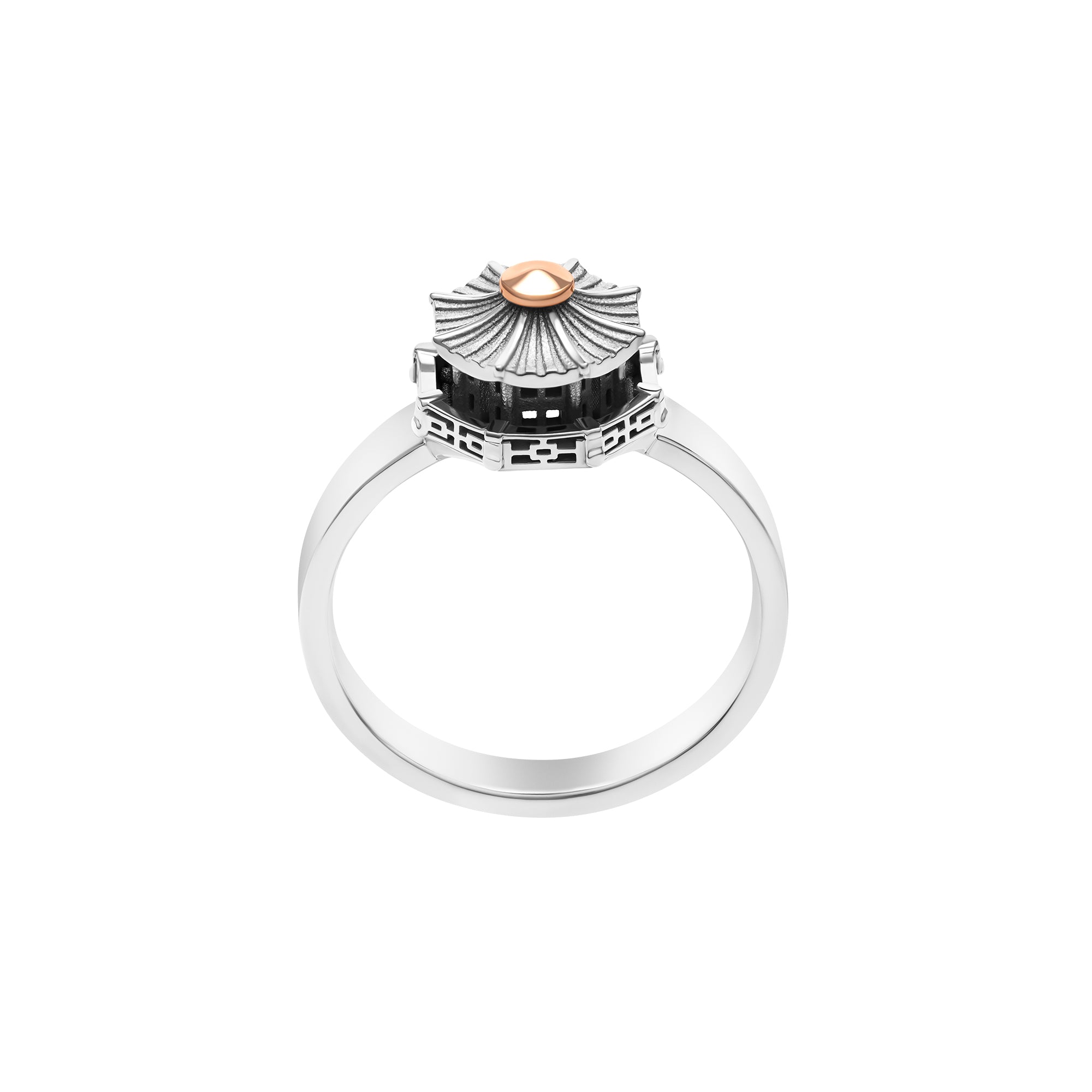 architecture Chinese Pagoda Baby ring in gold