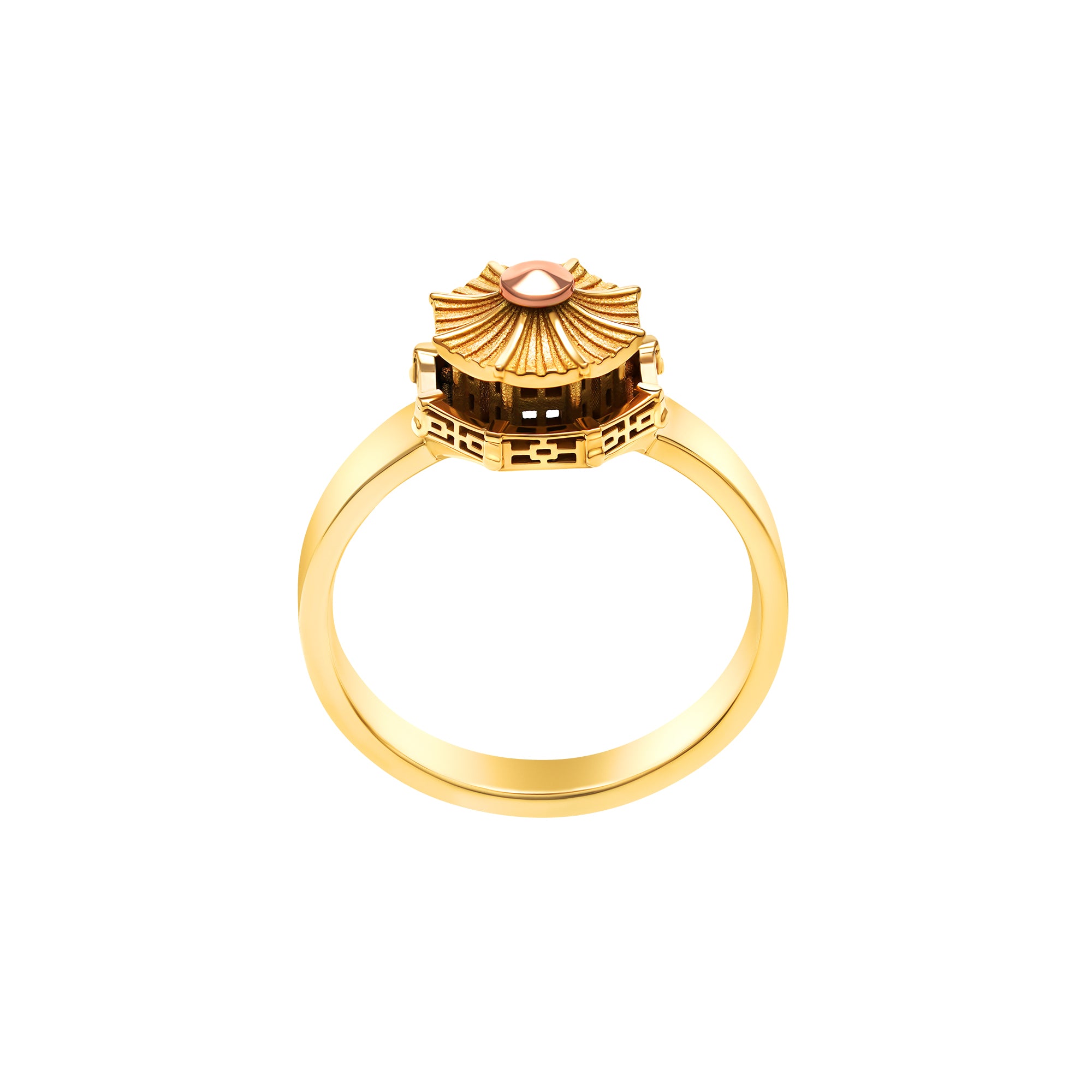 architecture Chinese Pagoda Baby ring in gold