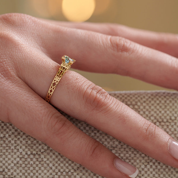 Bague French Kiss en or et Topaze Bleue 5 mm