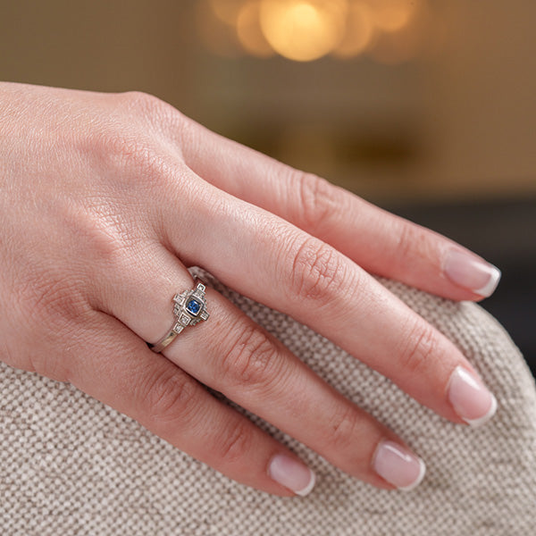 Esther ring 3 mm blue sapphire and diamonds