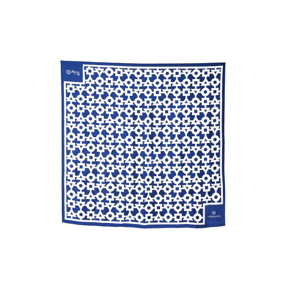 Carré alchimie bleu 45cm en soie