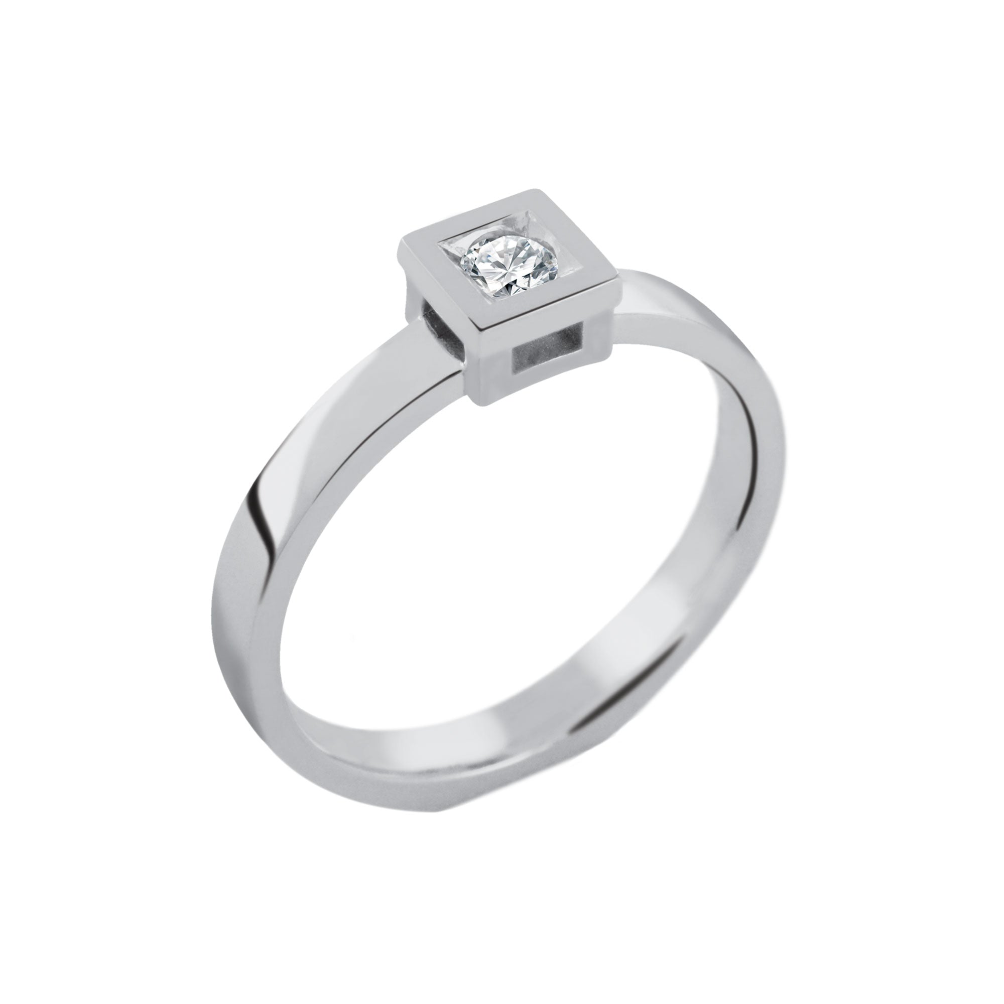 Bague Solitaire Cube diamant en or