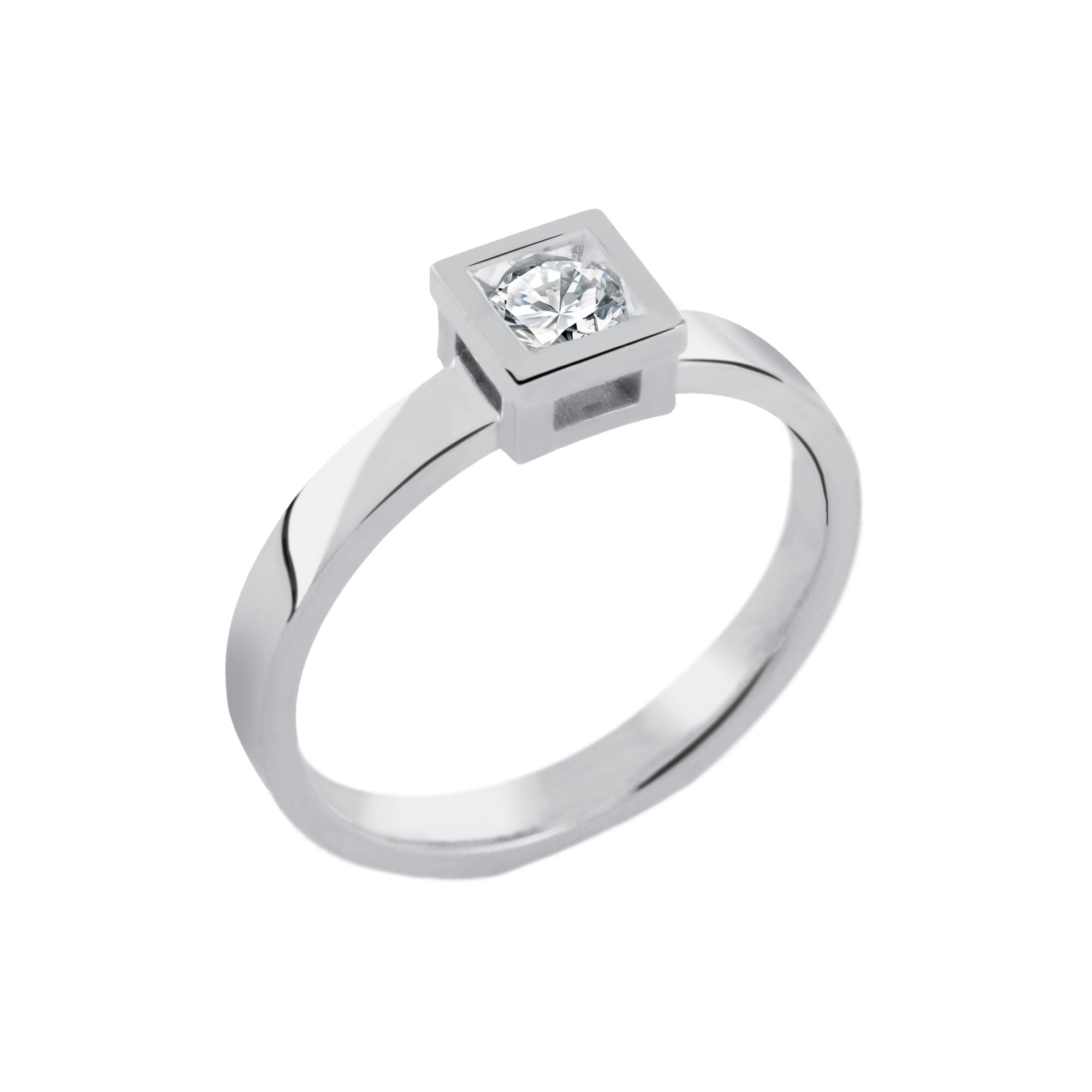 Bague Solitaire Cube diamant en or