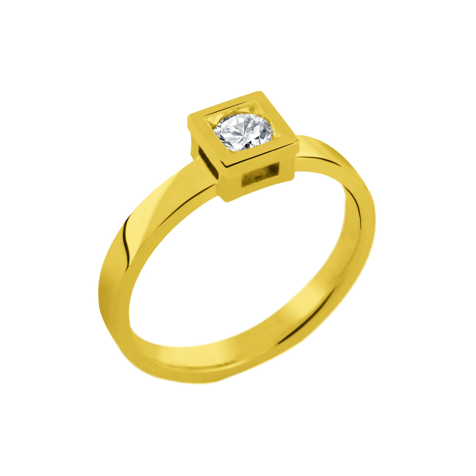 Bague Solitaire Cube diamant en or
