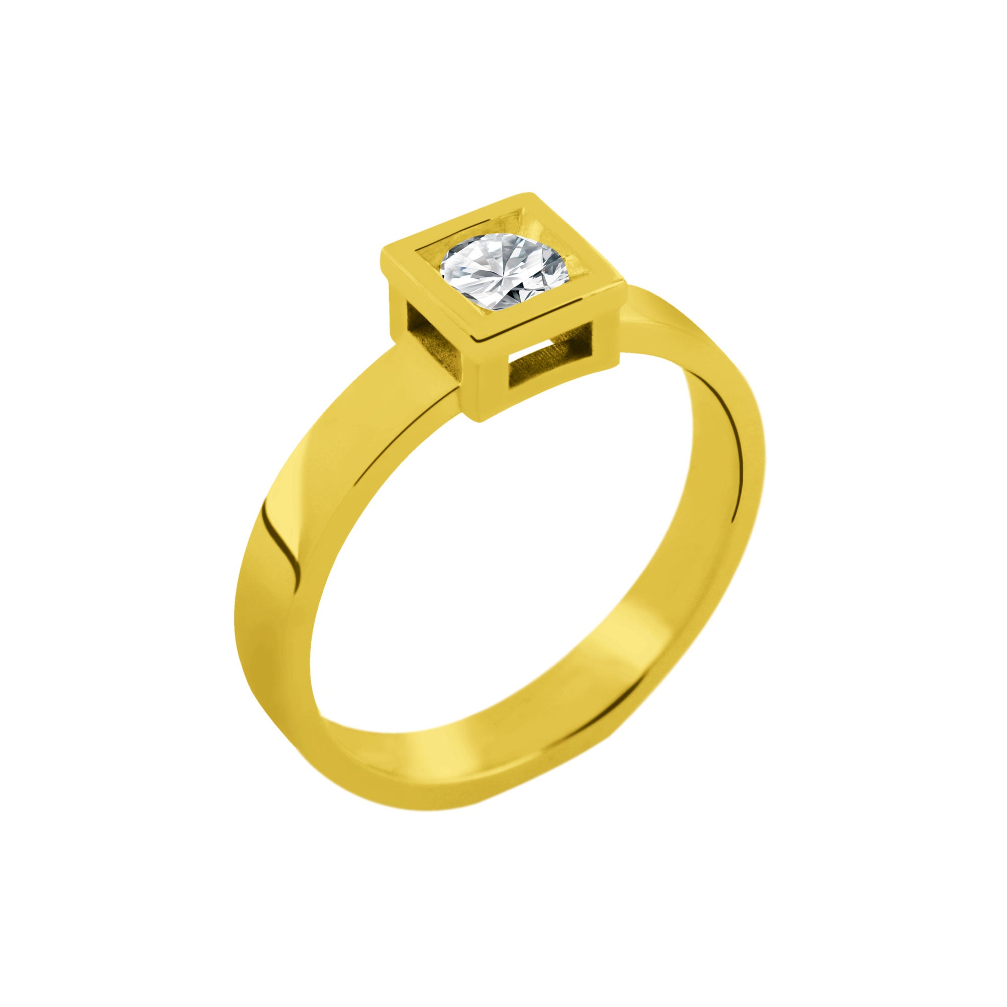 Bague Solitaire Cube diamant en or