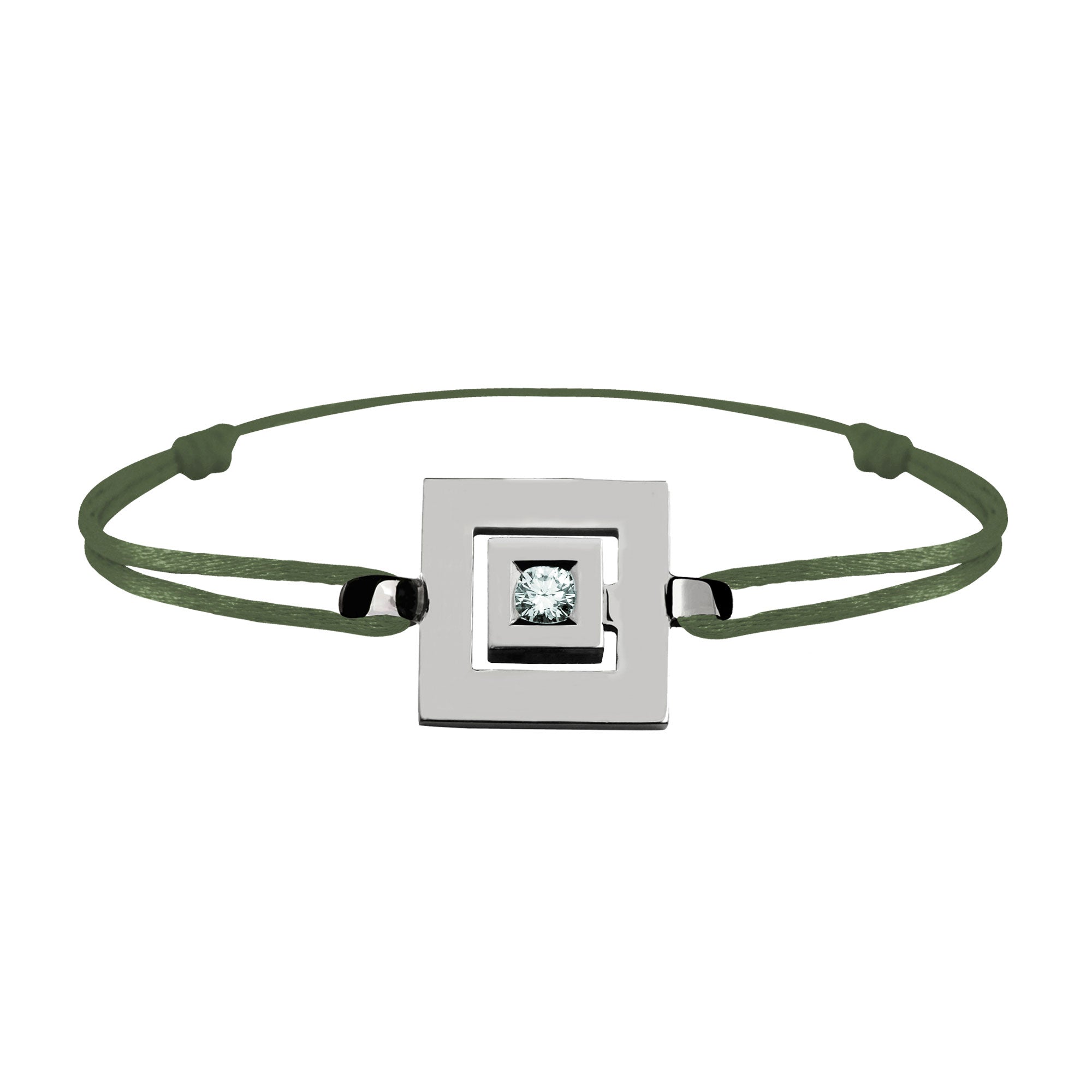 Bracelet lien Tournaire signe labyrinthe carrée or et diamant