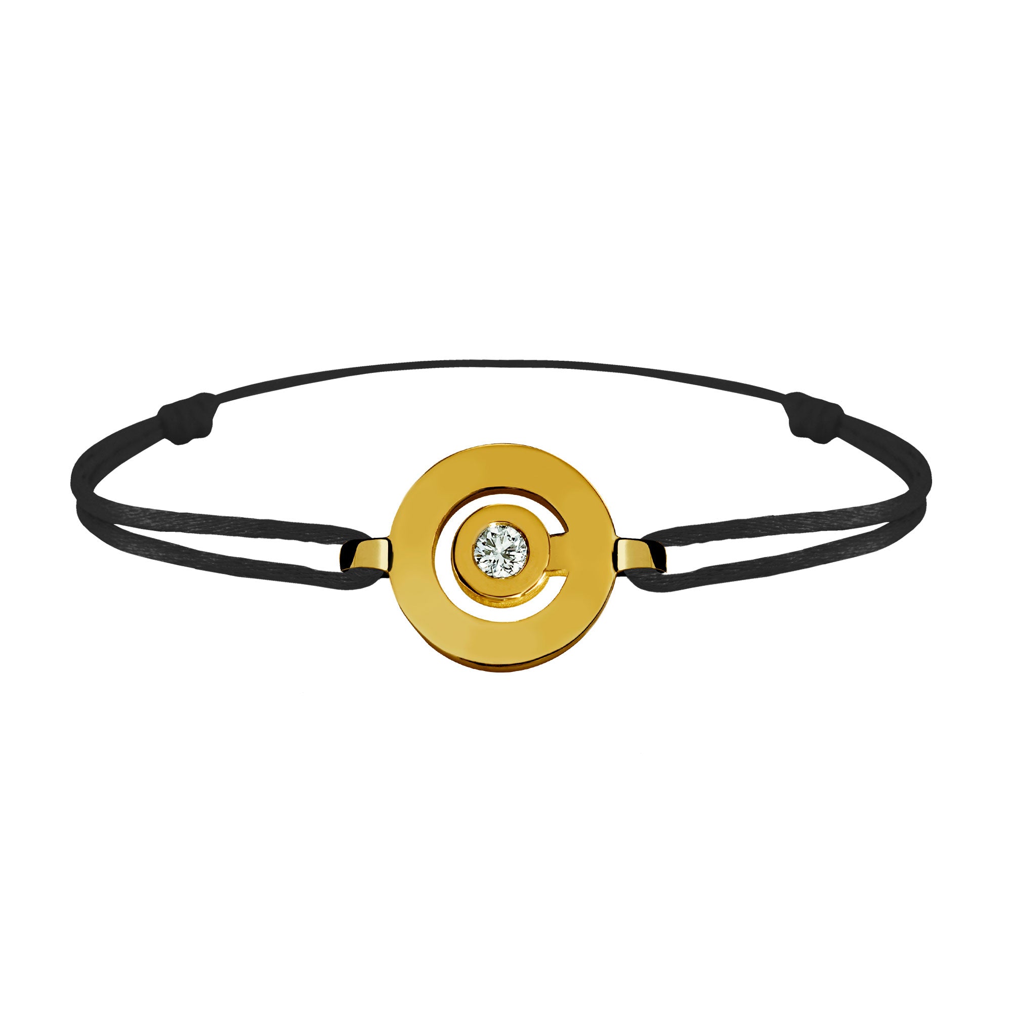 Bracelet lien Tournaire or et diamant signe labyrinthe rond