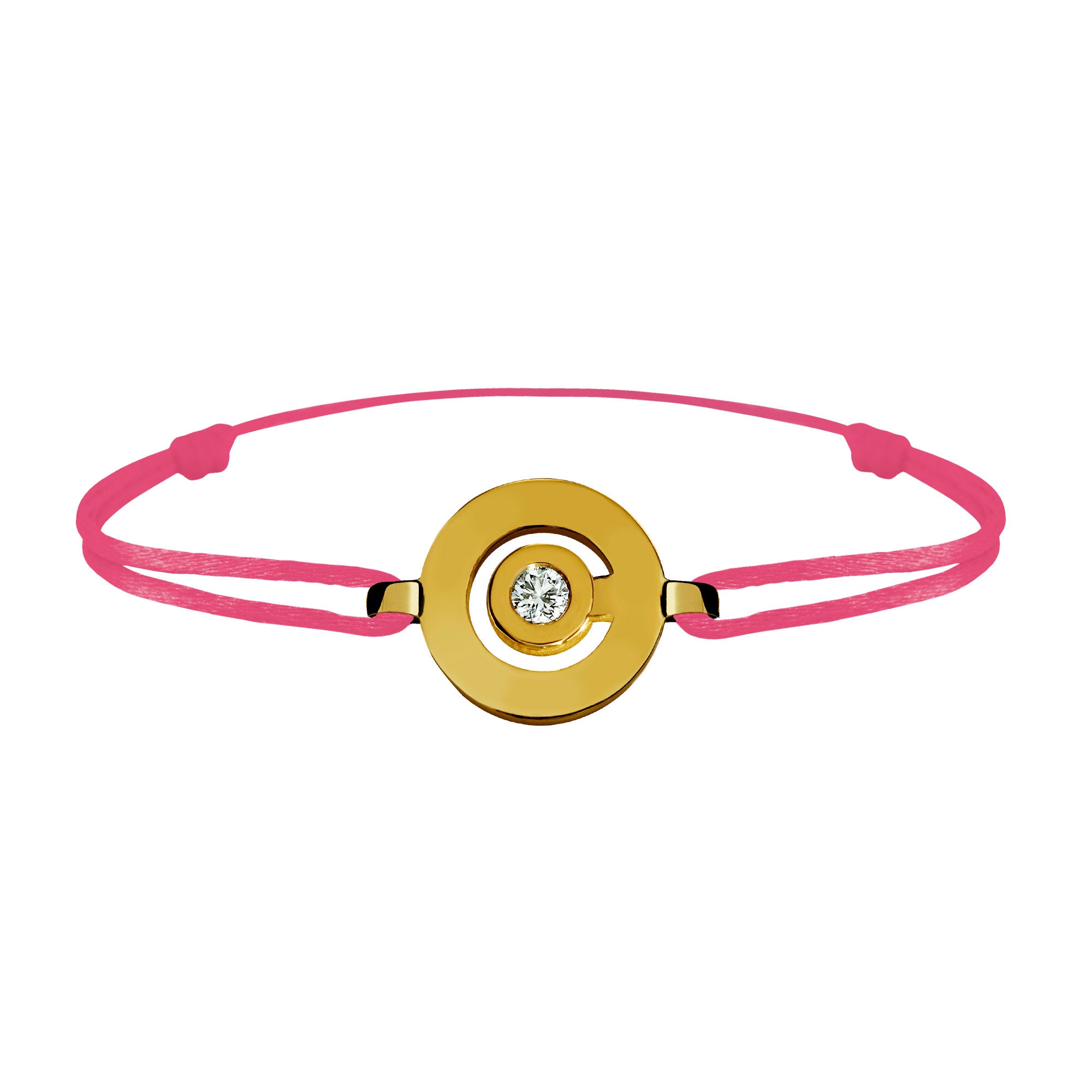Bracelet lien Tournaire or et diamant signe labyrinthe rond