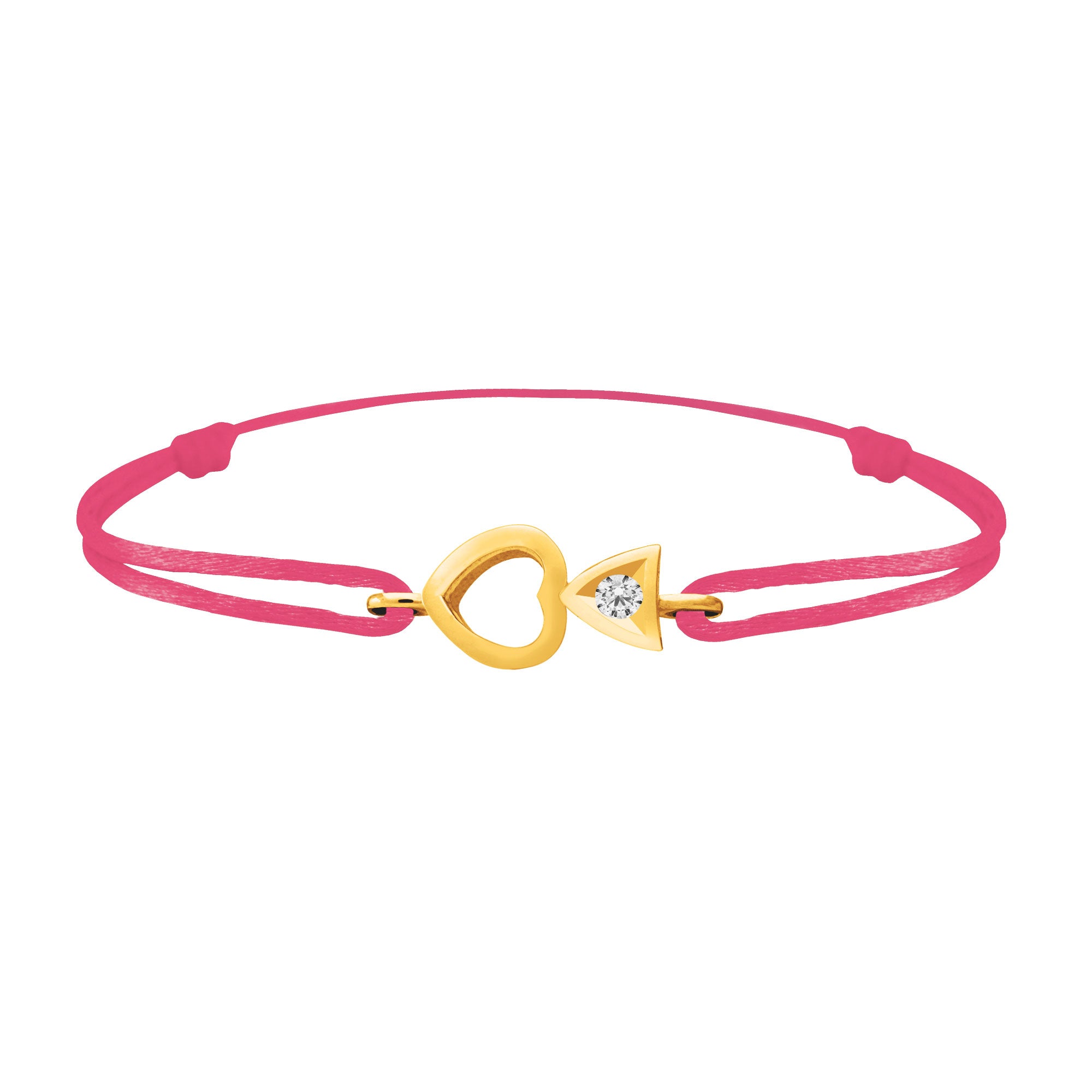 Bracelet lien Tournaire "cupidon cœur" or et diamant