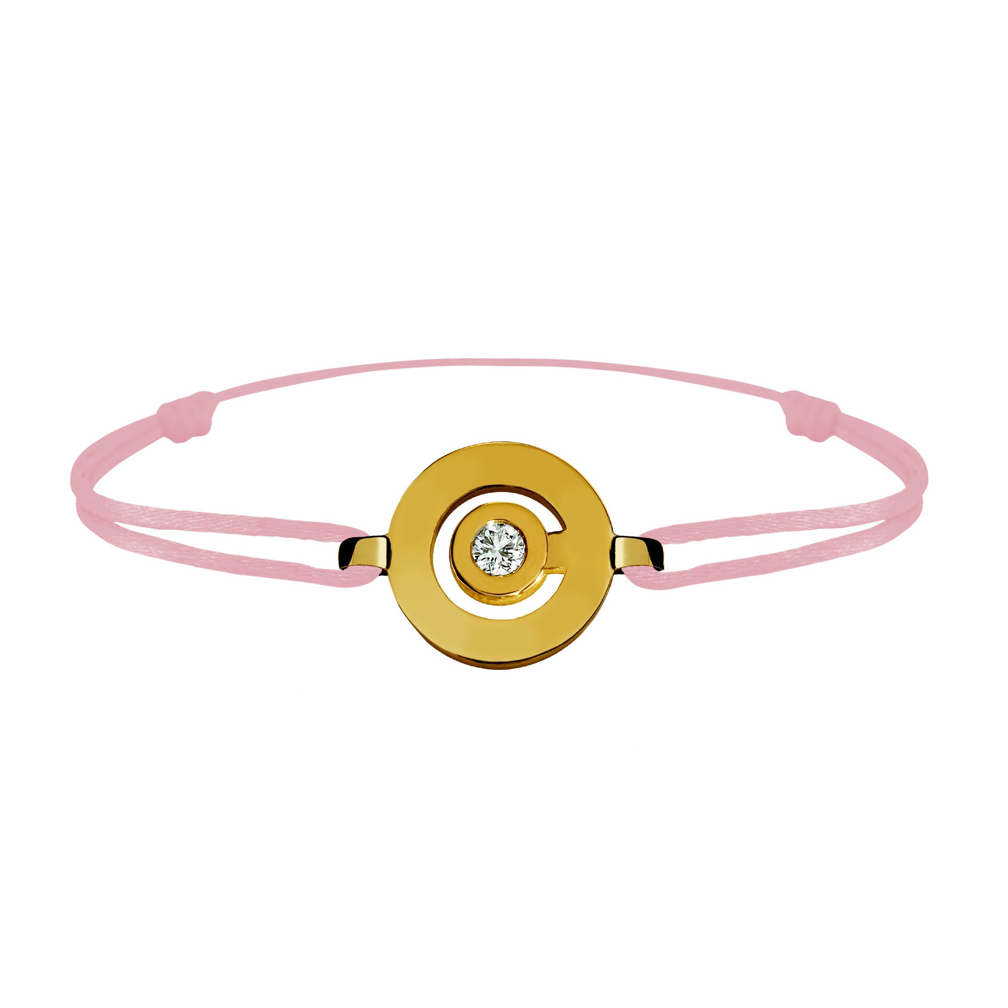 Bracelet lien Tournaire or et diamant signe labyrinthe rond