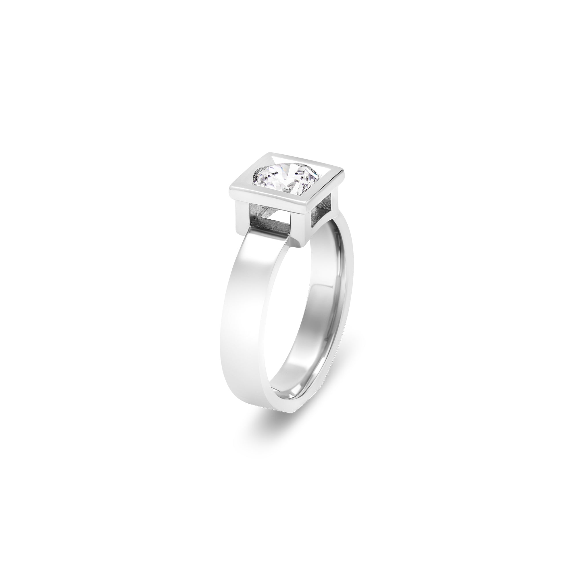 Bague Solitaire Cube diamant en or