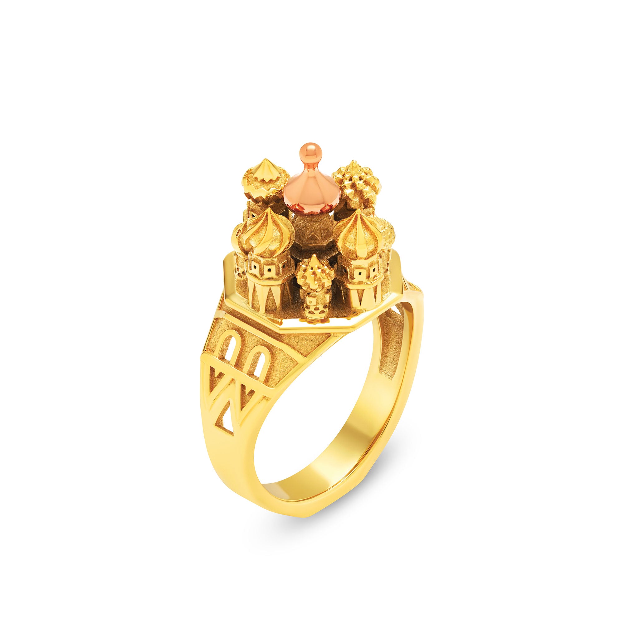 Bague Moscou T3 Taille 54 en Or jaune et toit rose