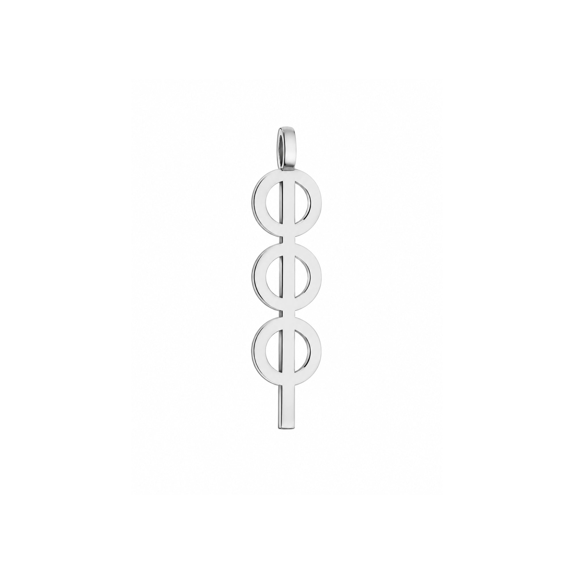 Silver Triple Phi Large Pendant