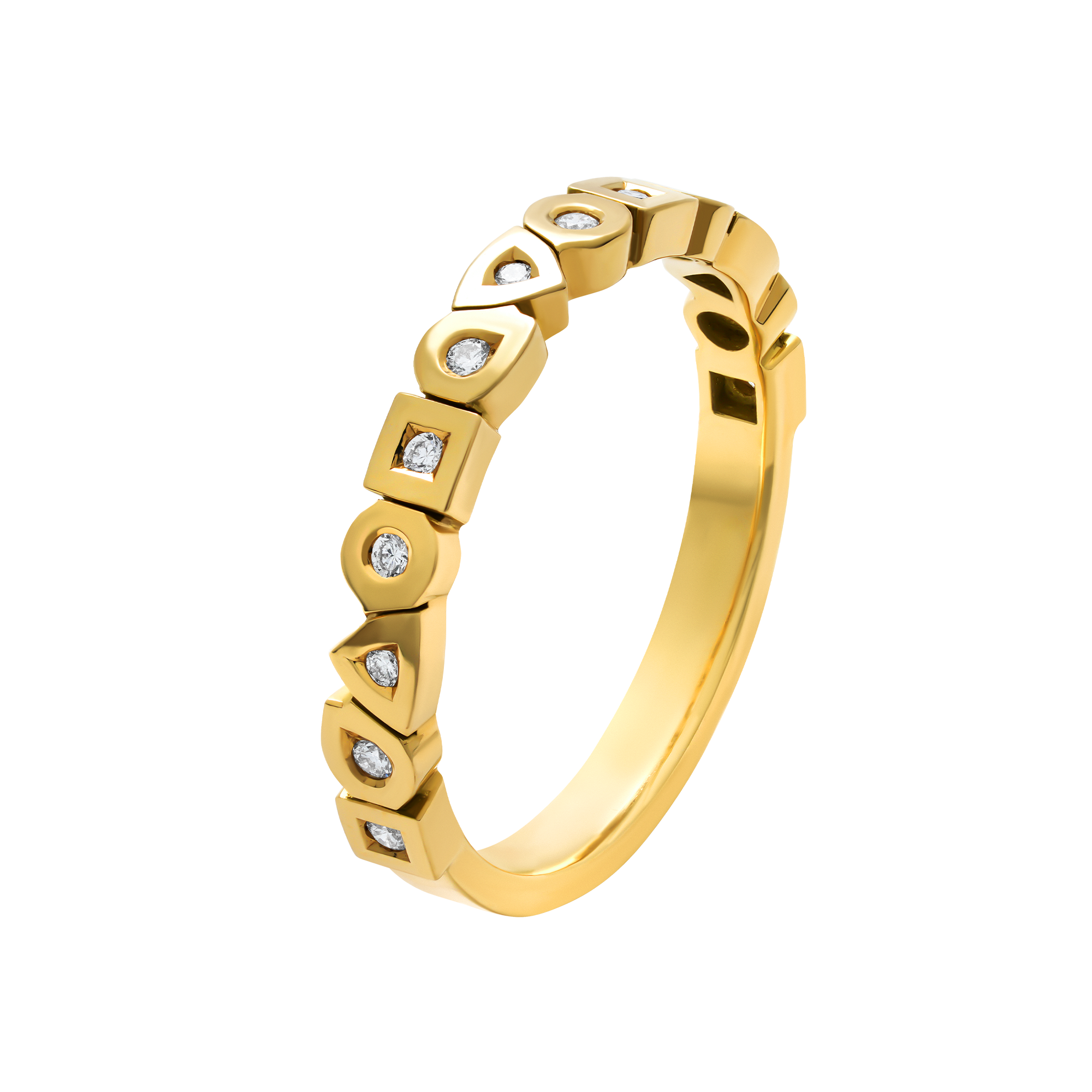 wedding ring in yellow gold with 13 extra-white diamonds