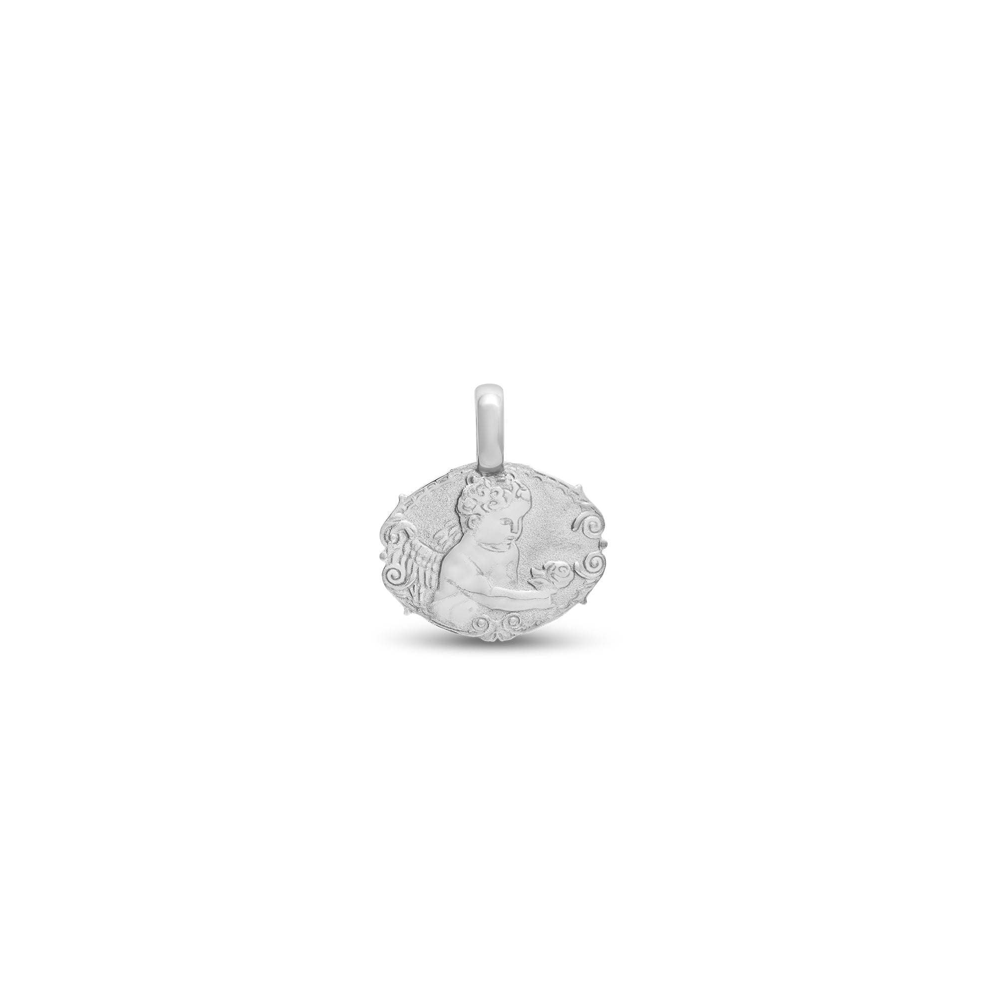 Médaille ange à la rose baby en or