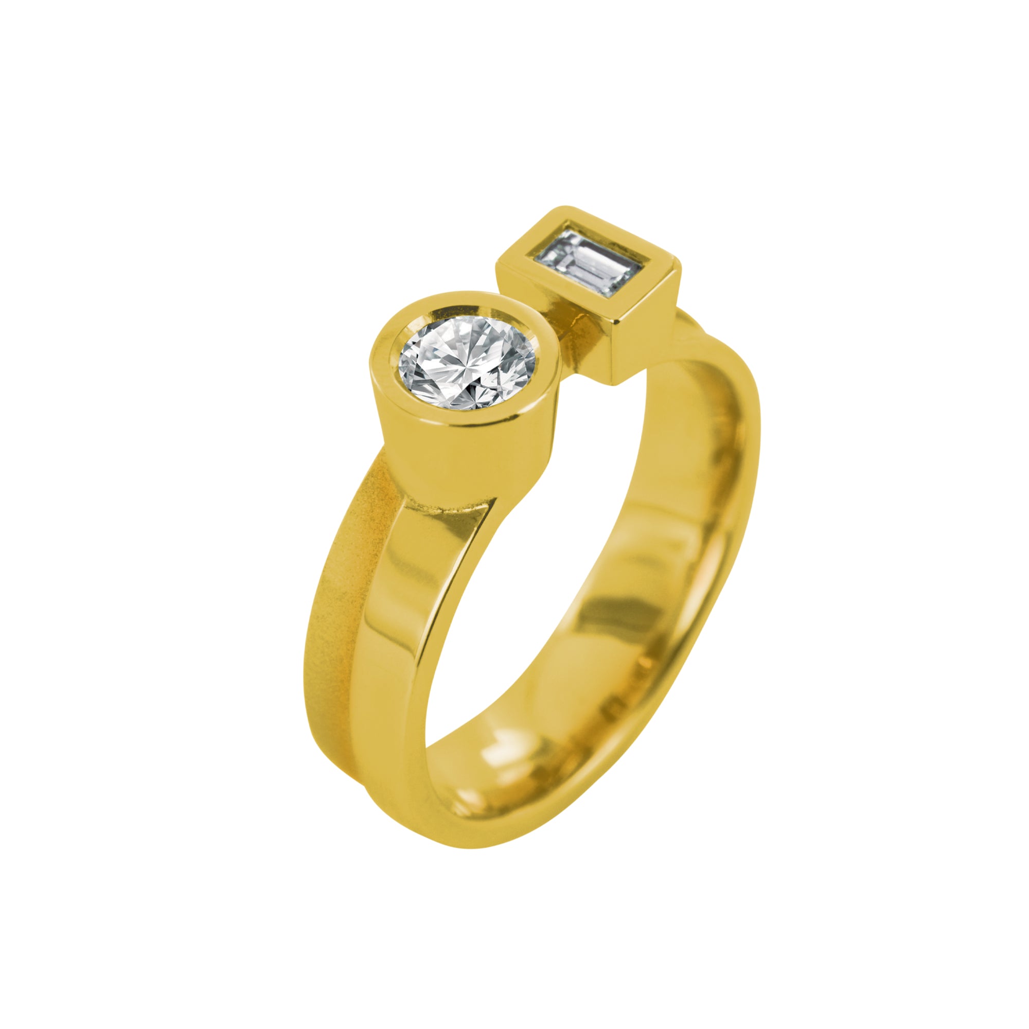 Bague Solitaire Accompagné diamants et or