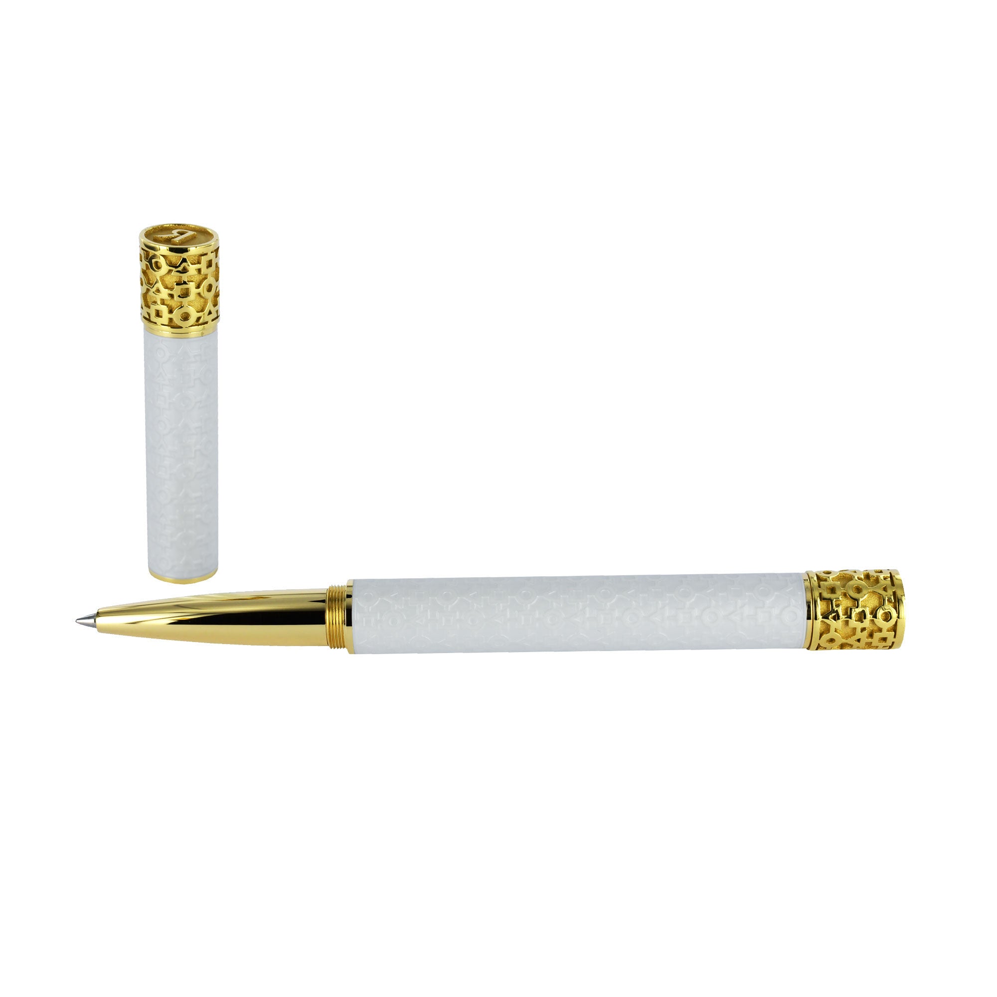 Alchimie" Rollerball pen in pearlescent white lacquer with yellow gold finish
