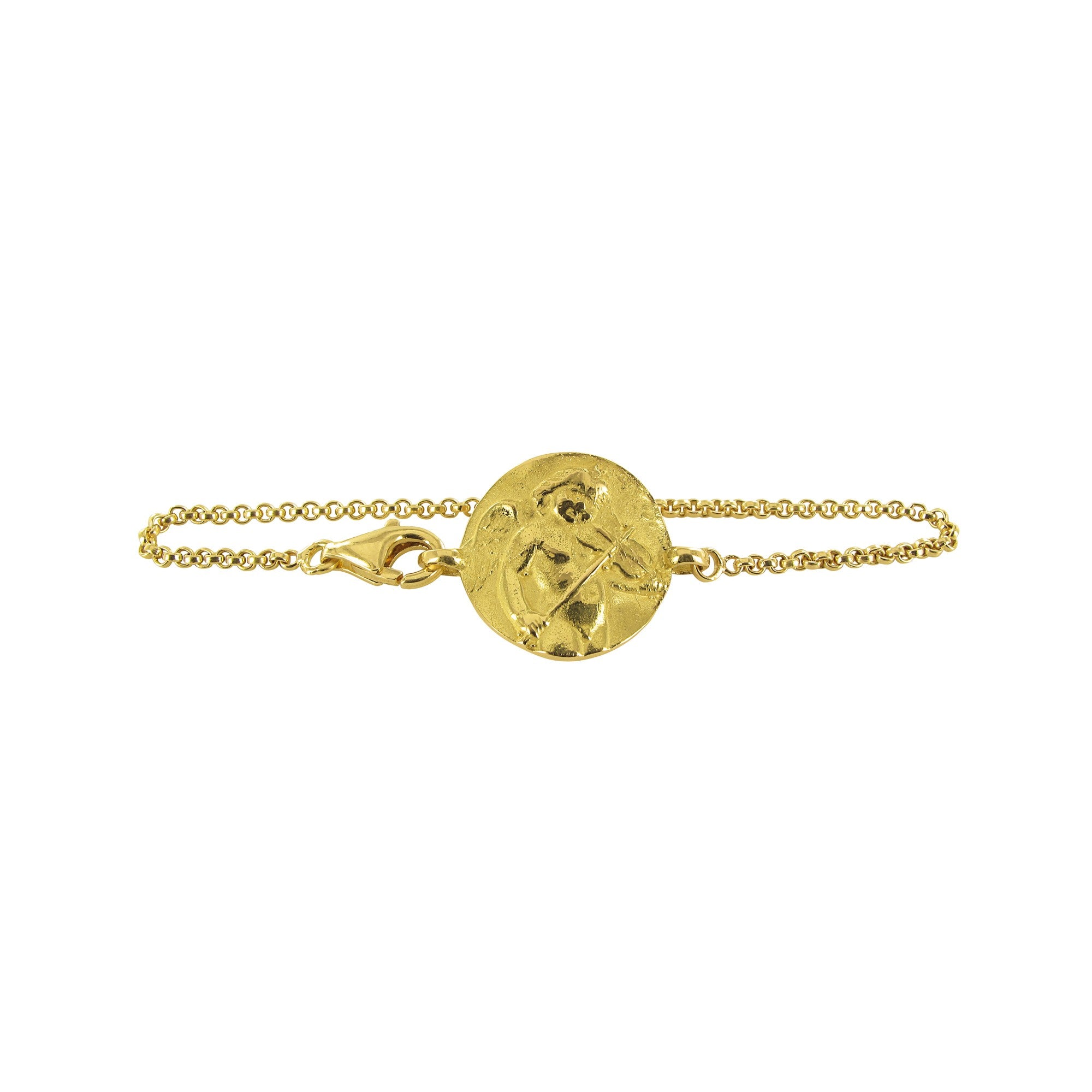 13 cm gold curb chain, angel with violin Tournaire