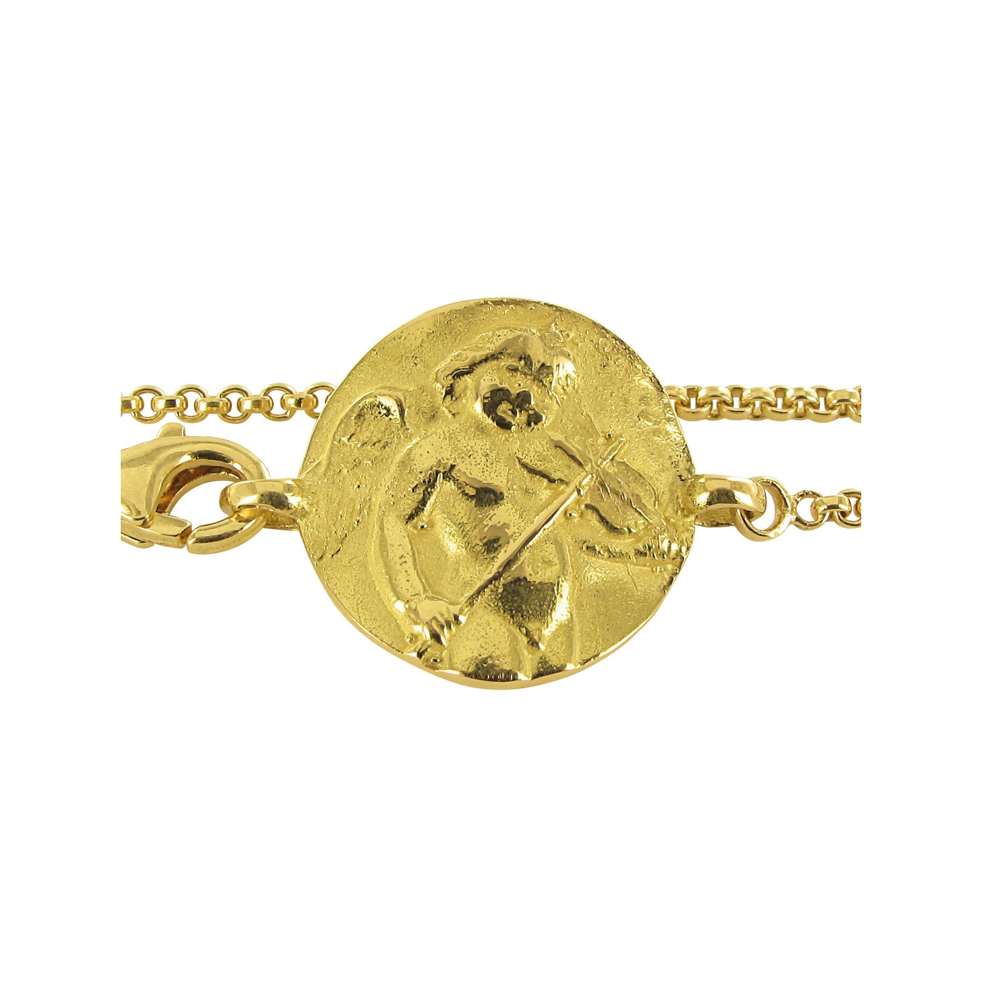13 cm gold curb chain, angel with violin Tournaire