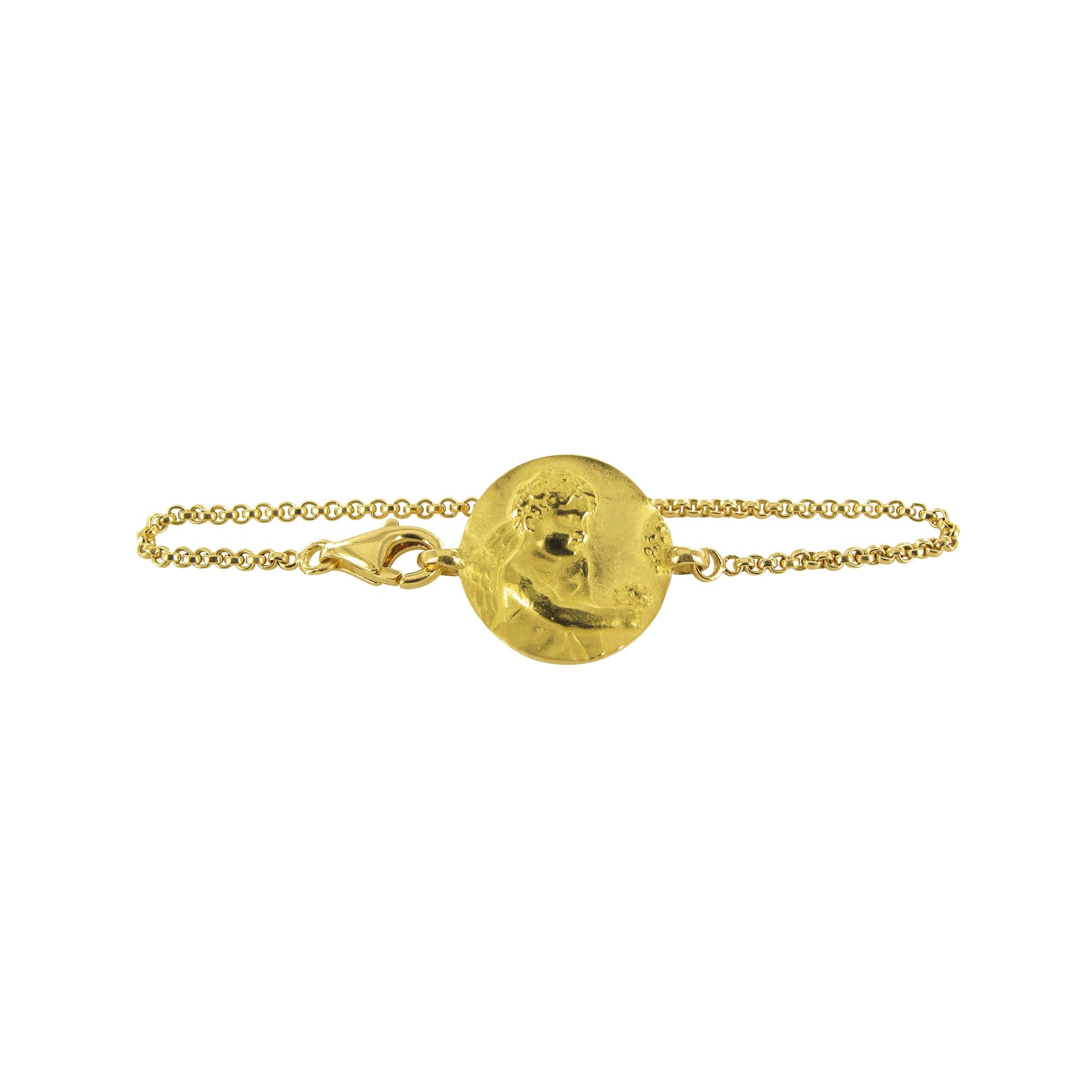 13 cm gold curb chain, angel Pink Tournaire