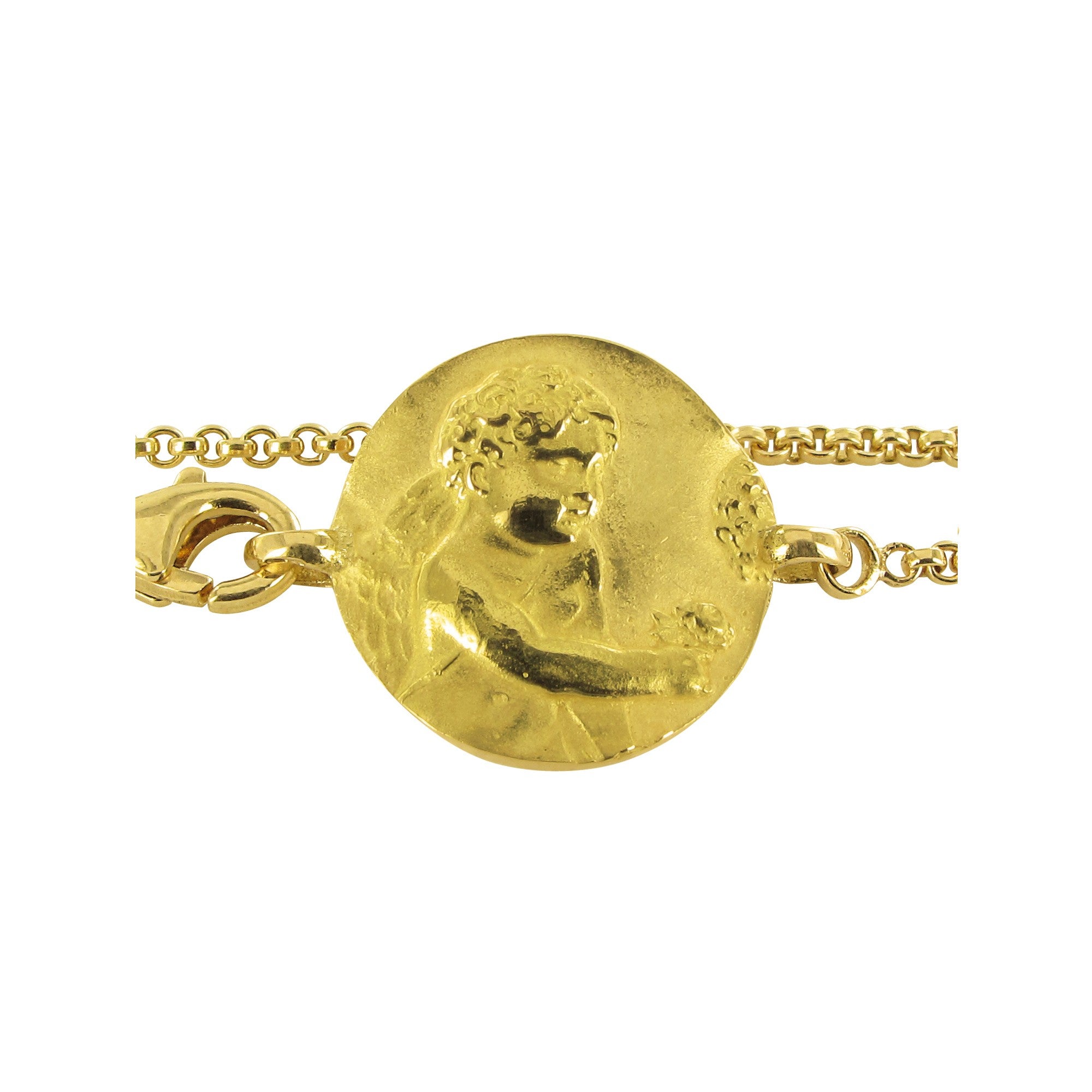 13 cm gold curb chain, angel Pink Tournaire