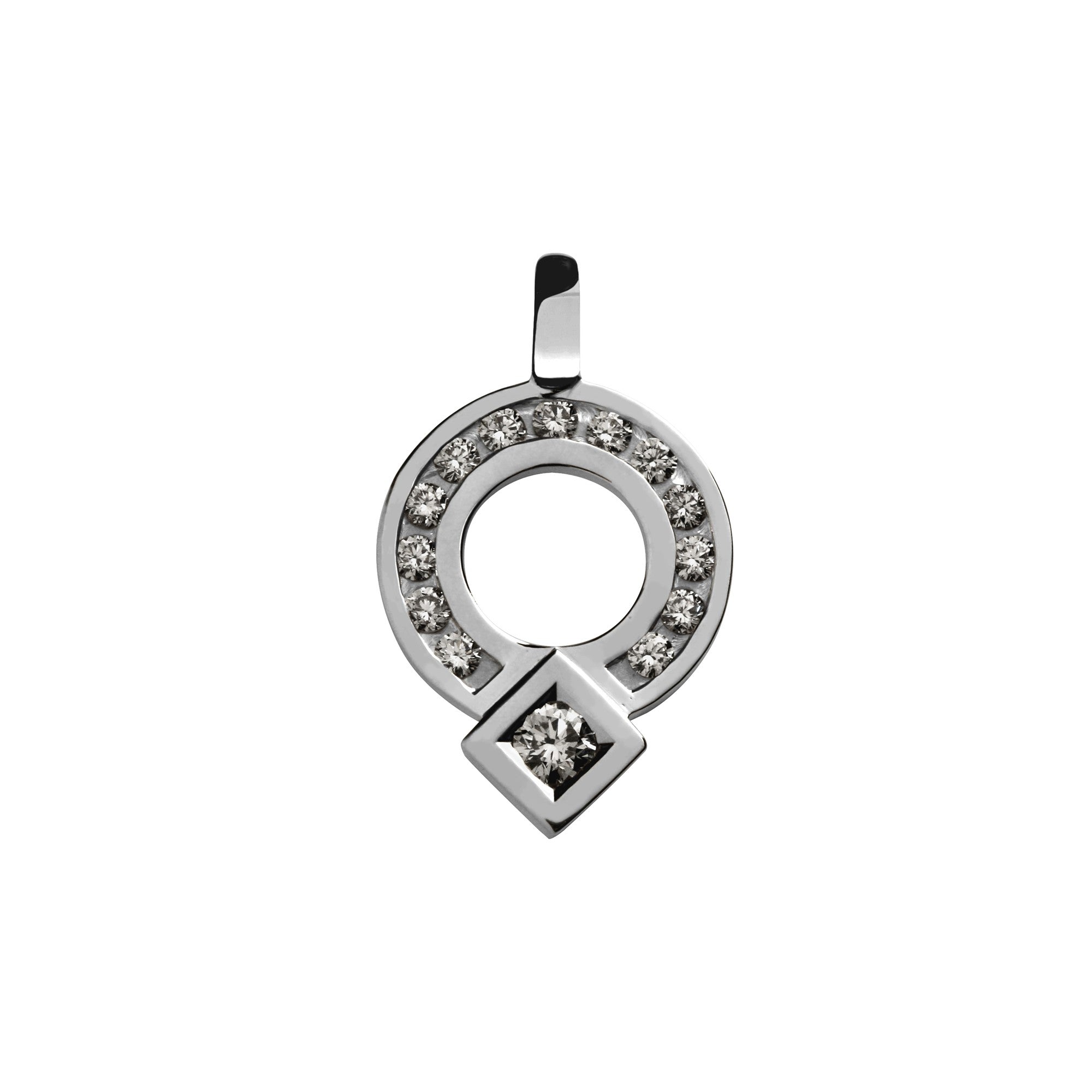 Pendentif signe Eclipse rond pavage diamant en or Tournaire