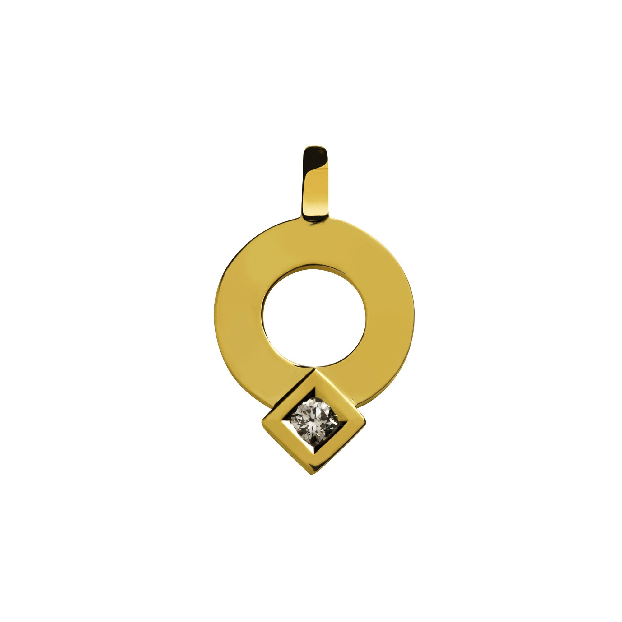 Pendentif signe Eclipse large rond diamant en or Tournaire