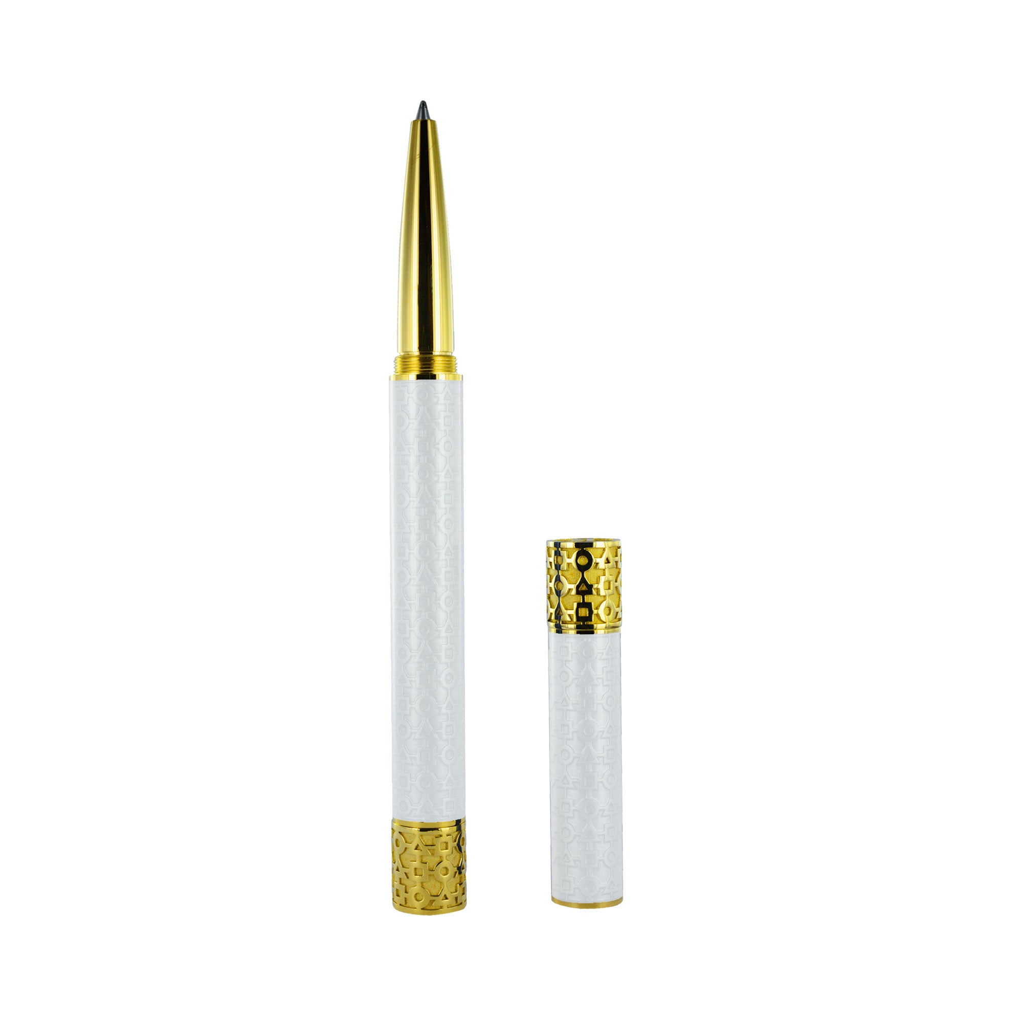 Alchimie" Rollerball pen in pearlescent white lacquer with yellow gold finish