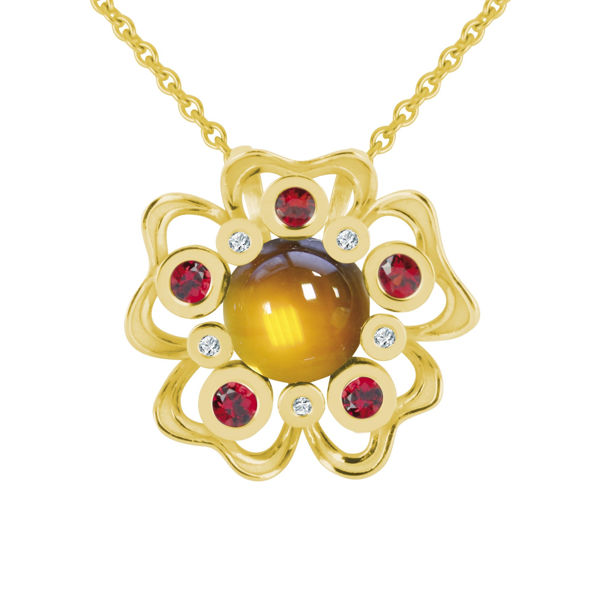 Pendentif Pensée Sauvage citrine XL