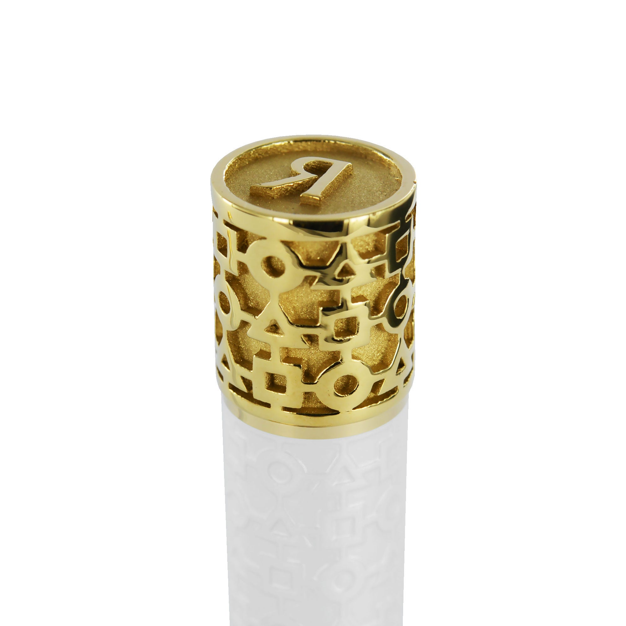 Alchimie" Rollerball pen in pearlescent white lacquer with yellow gold finish