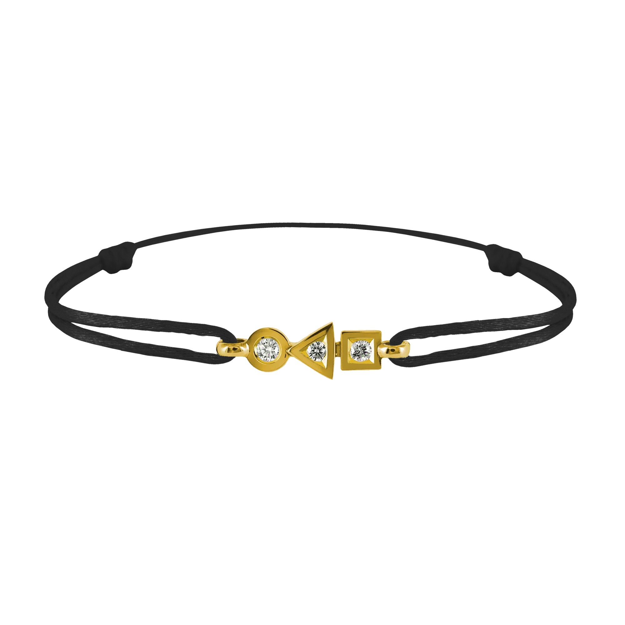 Bracelet Trilogie plein en or 3 diamants